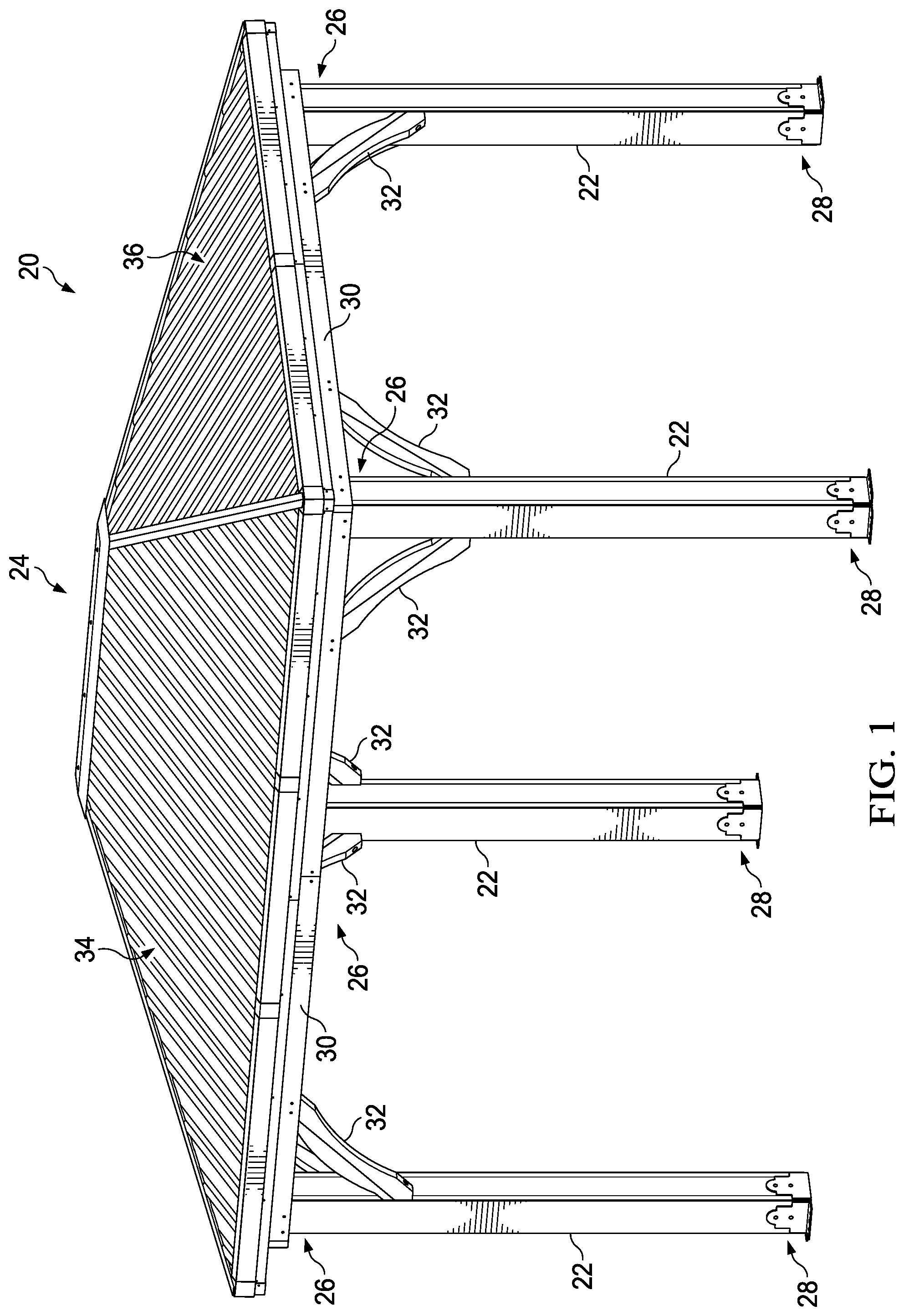 Patent US11781317 — Roof structure including panels and substructure for supporting panels — Figure 1