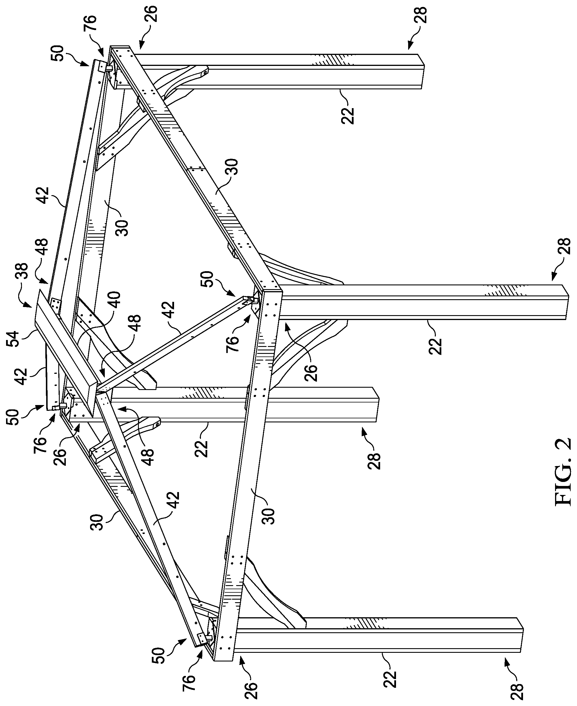 Patent US11781317 Figure 2 – Roof structure including panels and substructure for supporting panels