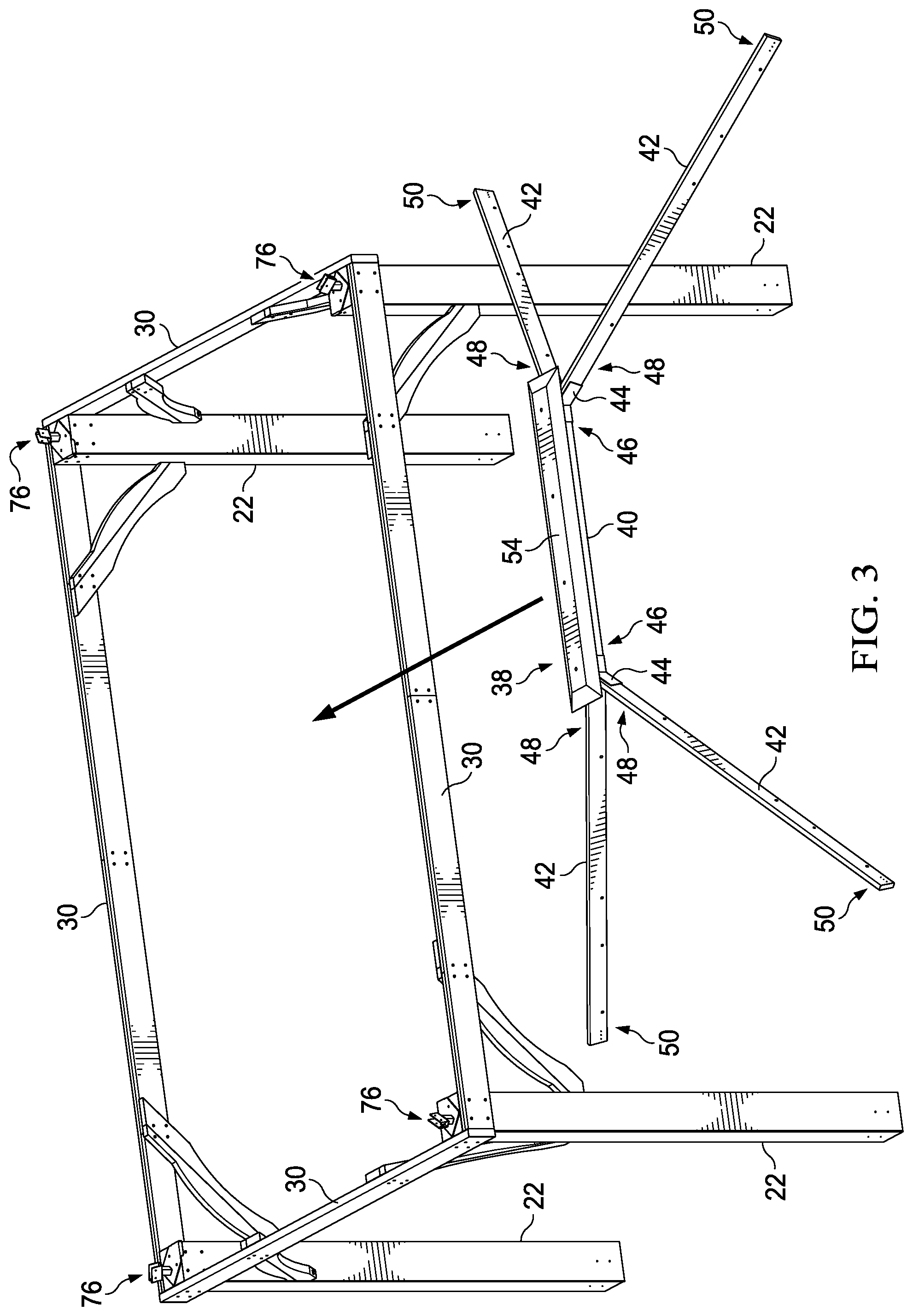Patent US11781317 Figure 3 – Roof structure including panels and substructure for supporting panels