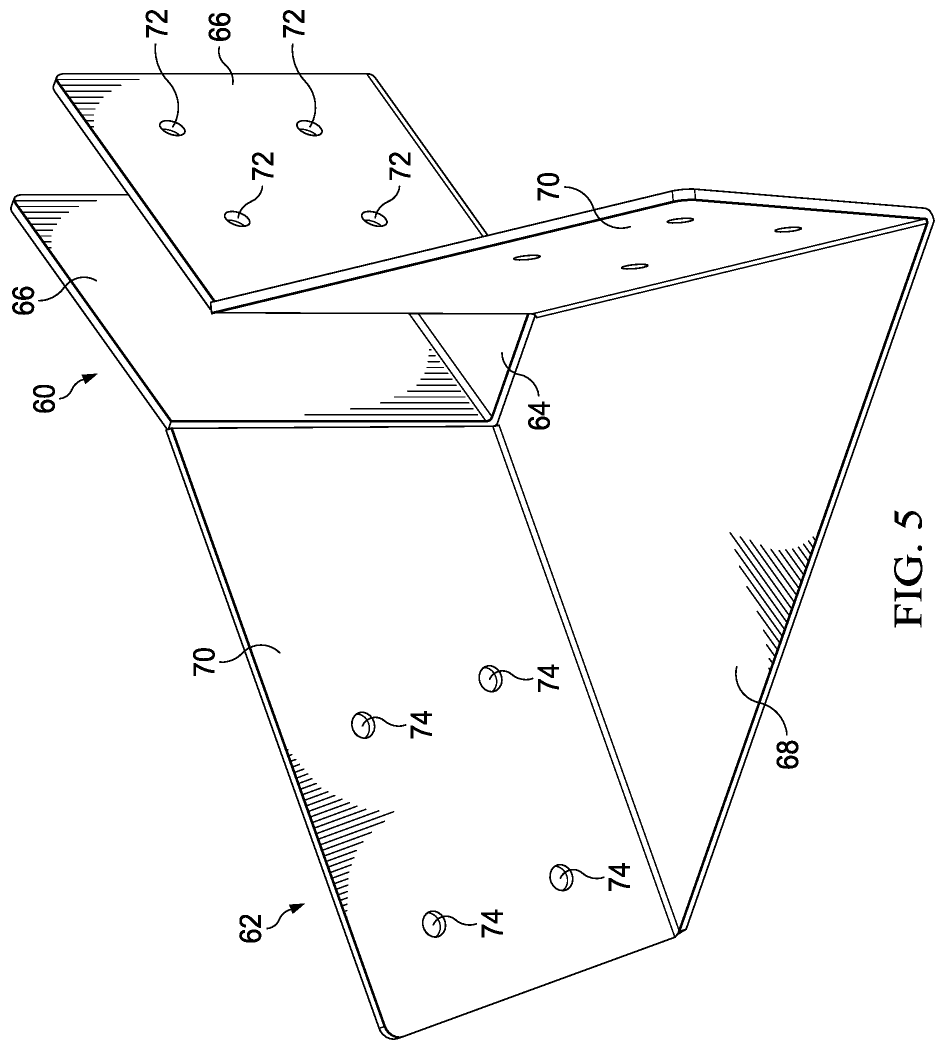 Patent US11781317 Figure 5 – Roof structure including panels and substructure for supporting panels