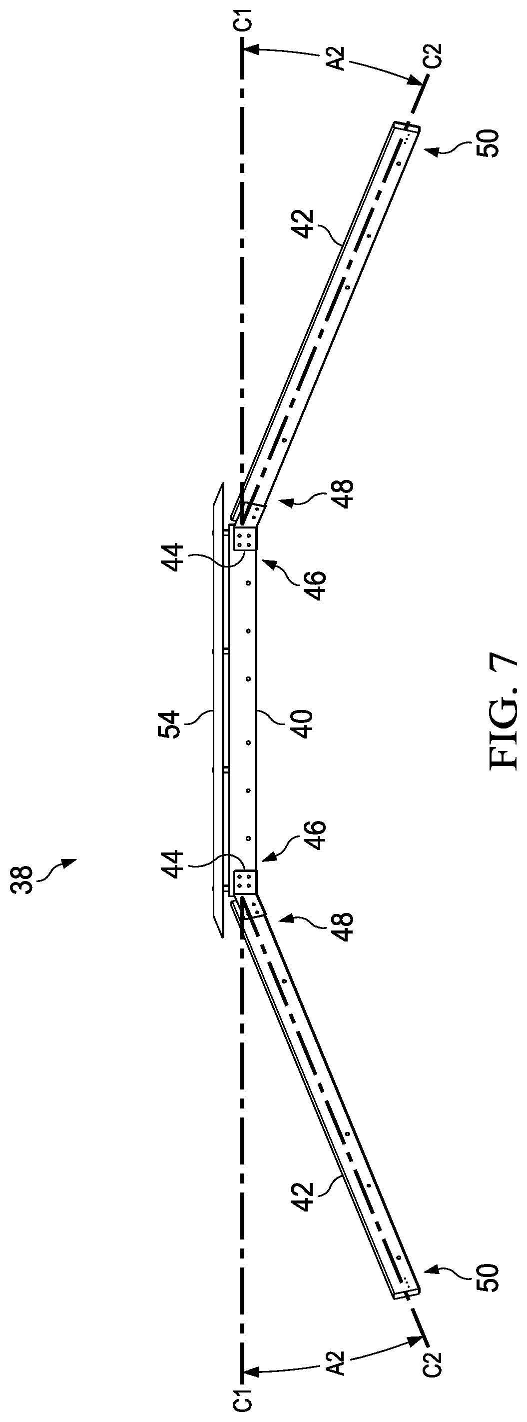 Patent US11781317 Figure 7 – Roof structure including panels and substructure for supporting panels