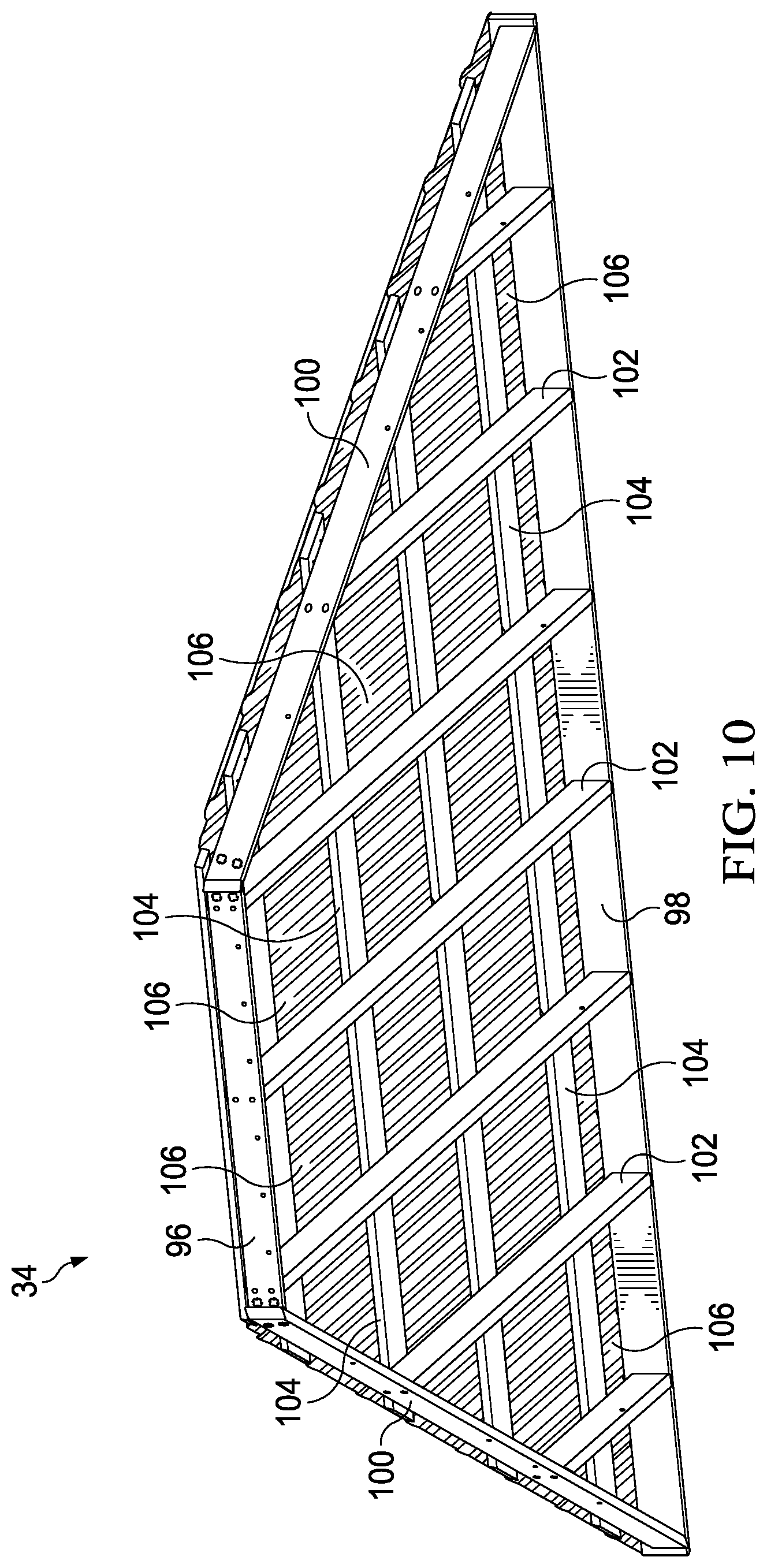 Patent US11781317 Figure 10 – Roof structure including panels and substructure for supporting panels