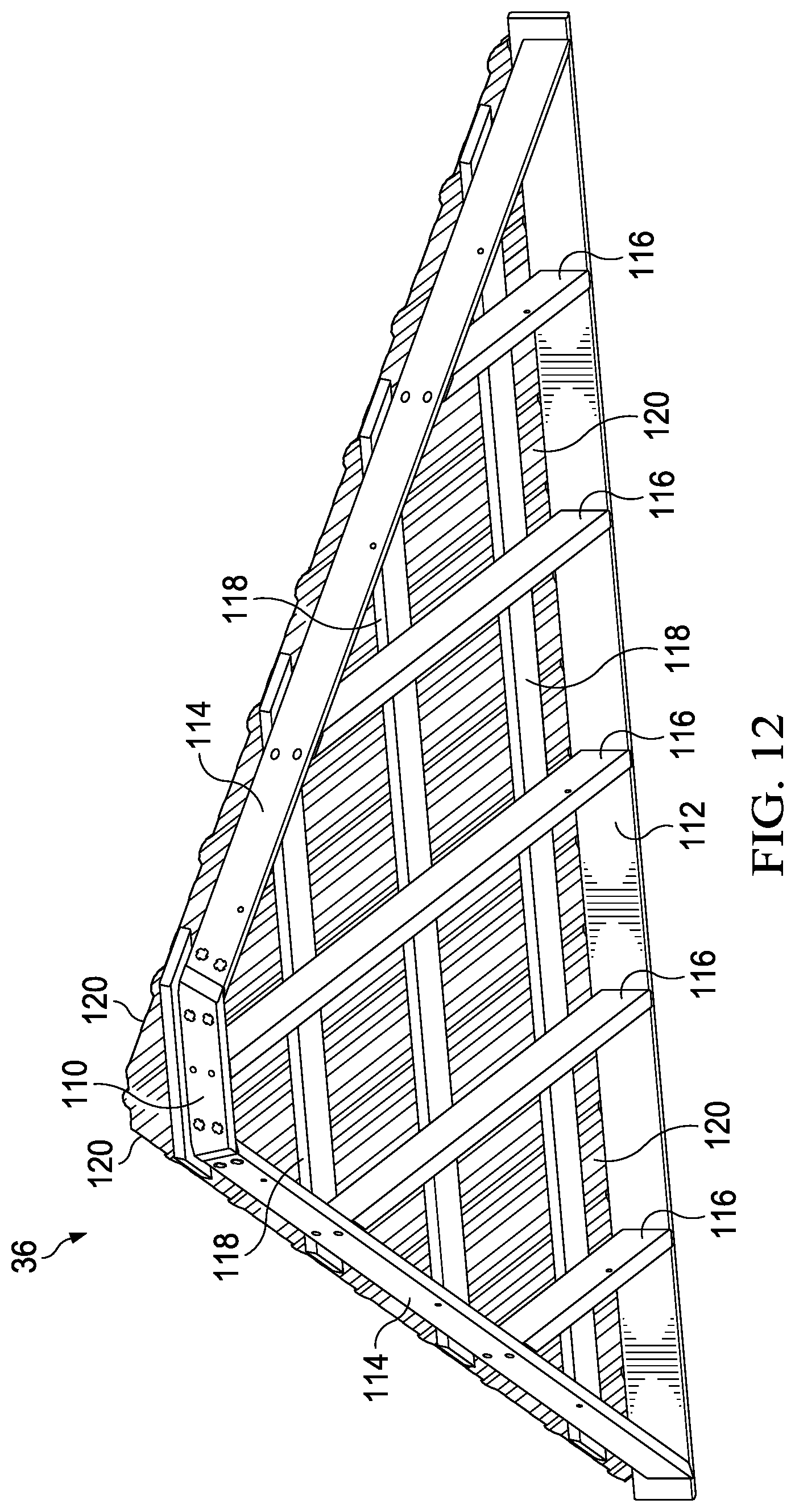Patent US11781317 Figure 12 – Roof structure including panels and substructure for supporting panels