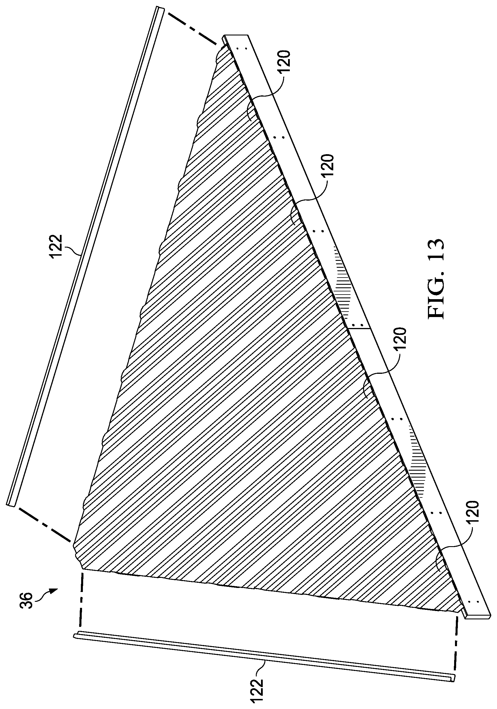 Patent US11781317 Figure 13 – Roof structure including panels and substructure for supporting panels