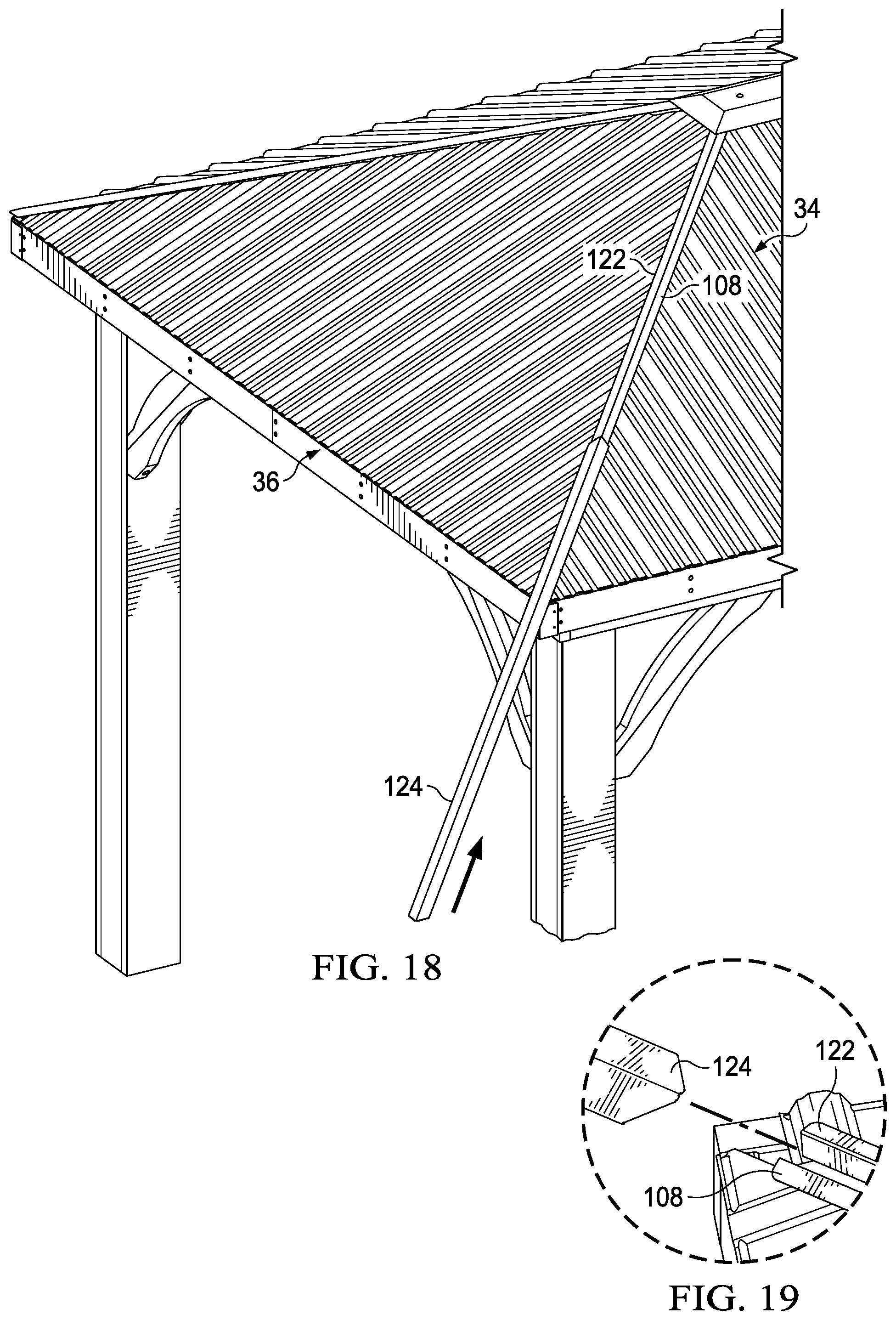 Patent US11781317 Figure 18 – Roof structure including panels and substructure for supporting panels