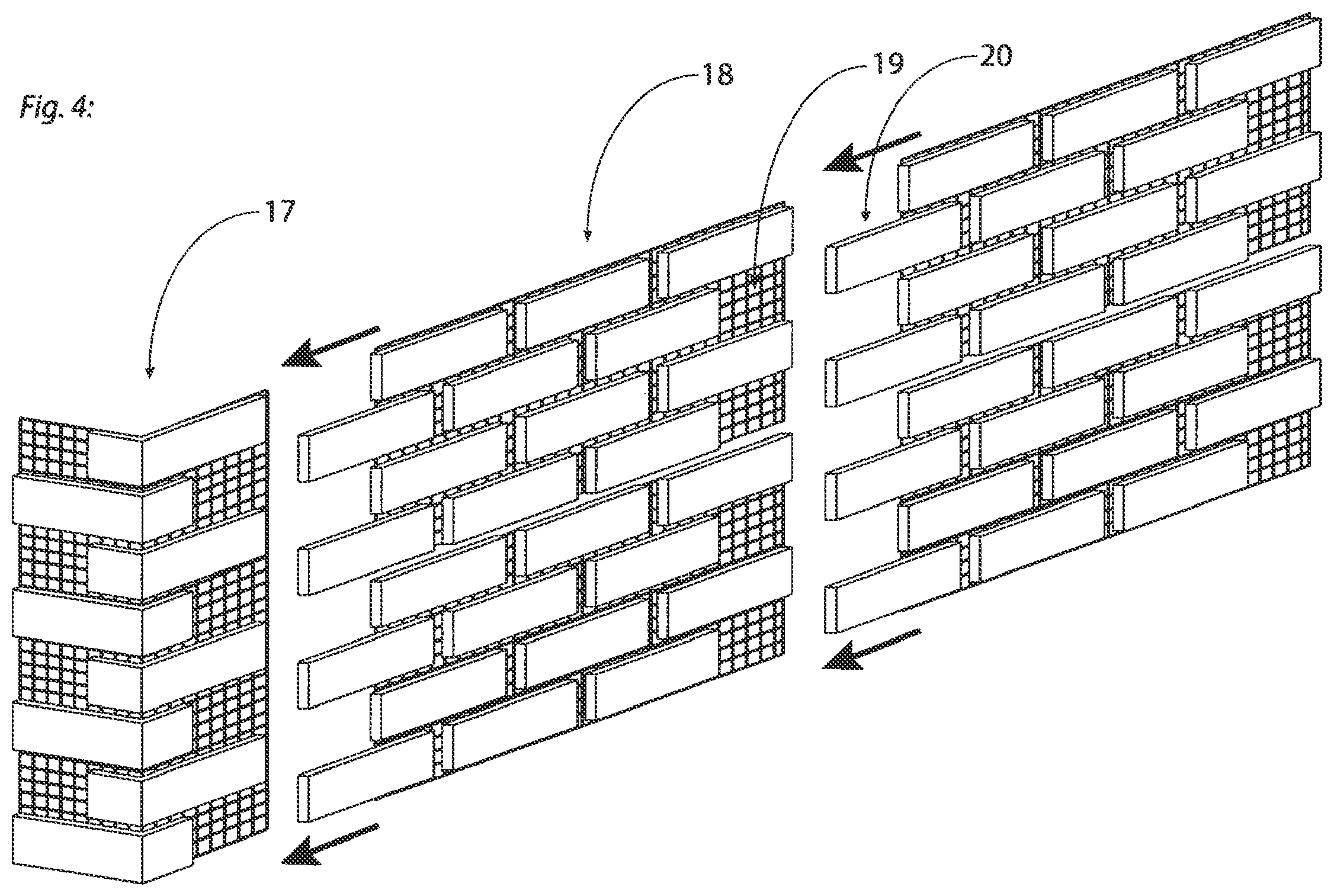 Patent US11781322 Figure 4 – Fiber enforced thin brick sheet and process