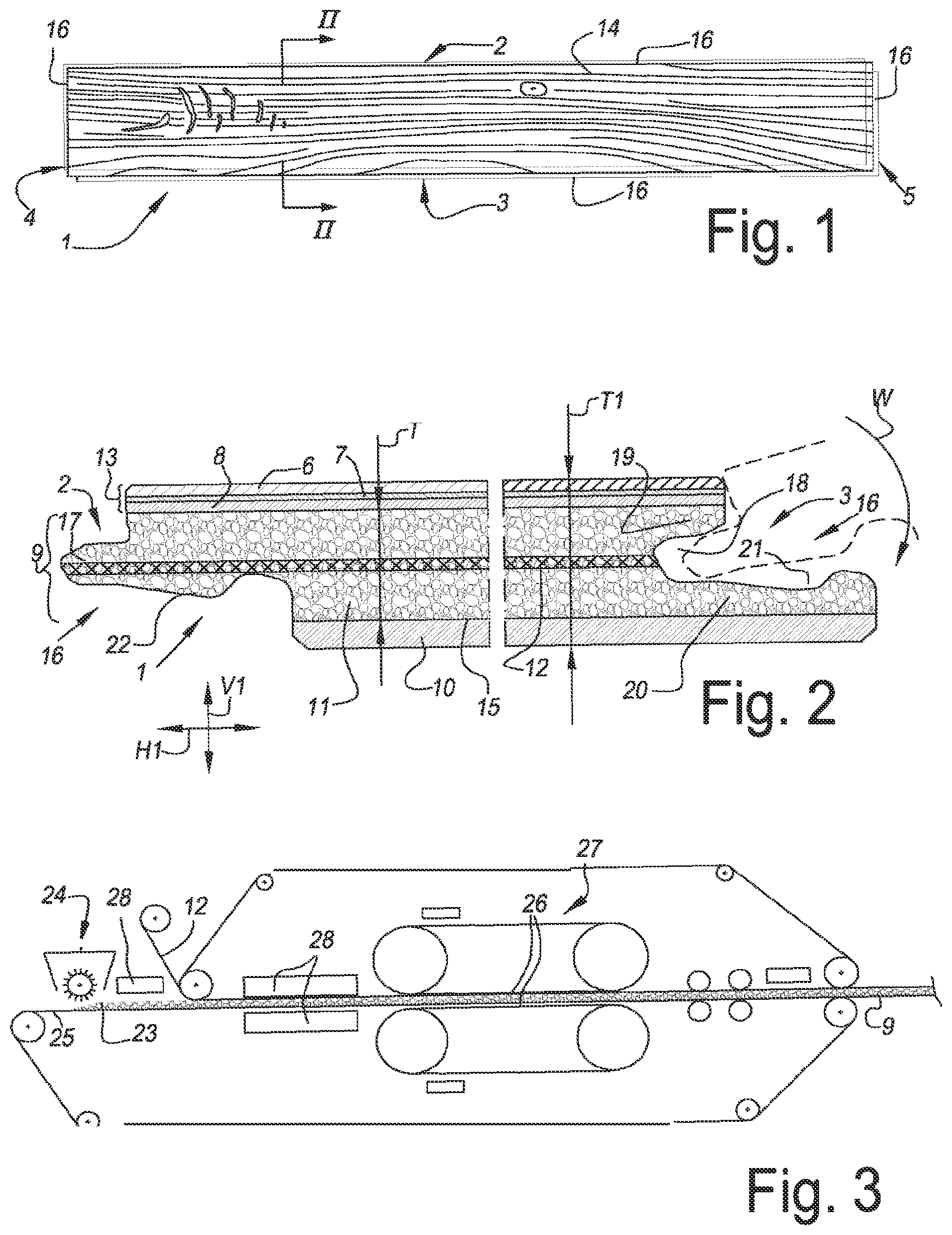 Patent US11781326 — Panel for forming a floor covering, method for manufacturing such panels and granulate applied herewith — Figure 1