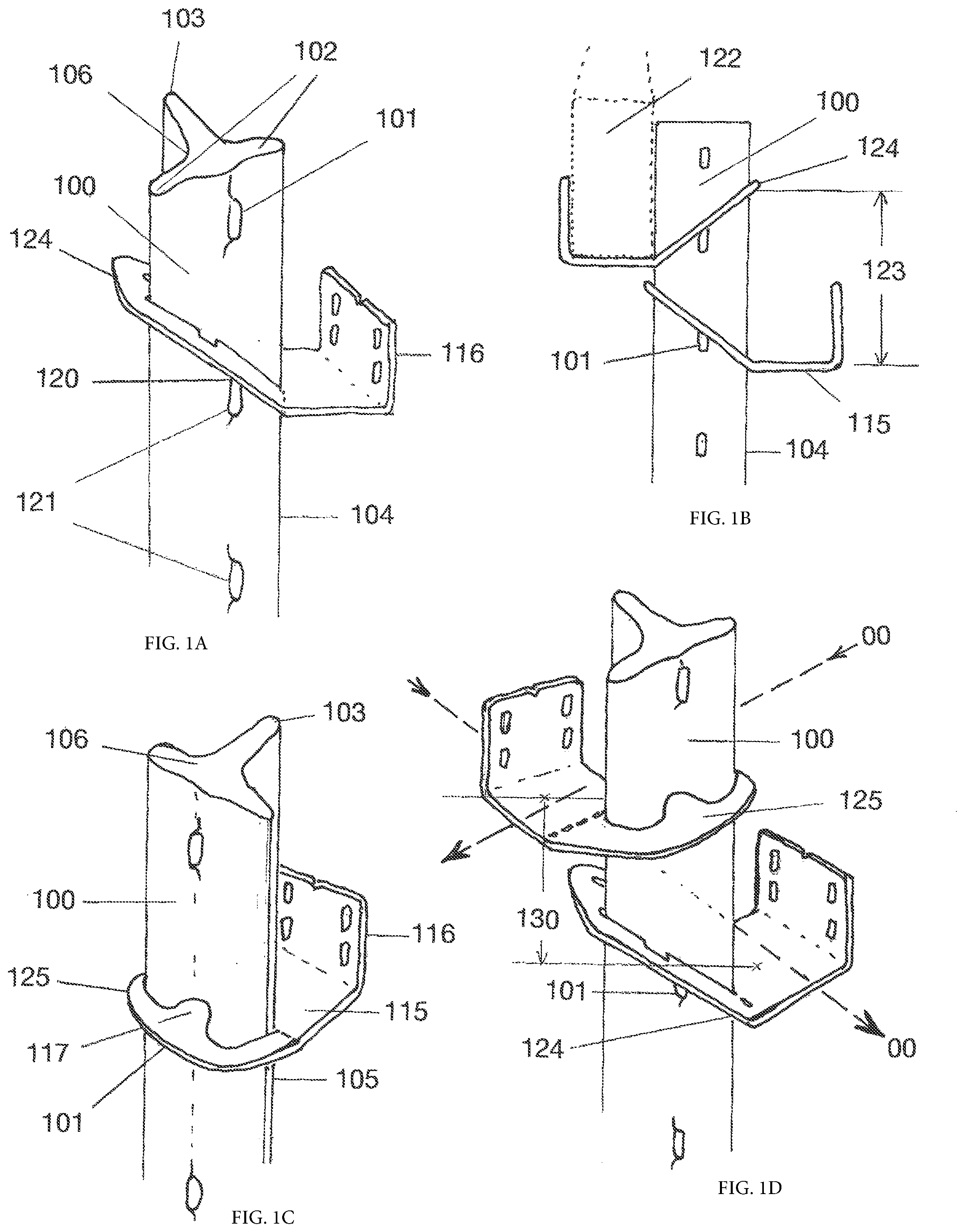 Patent US11781337 Figure 1 – Apparatus, system, and method for creation of fences and related structures using t-posts
