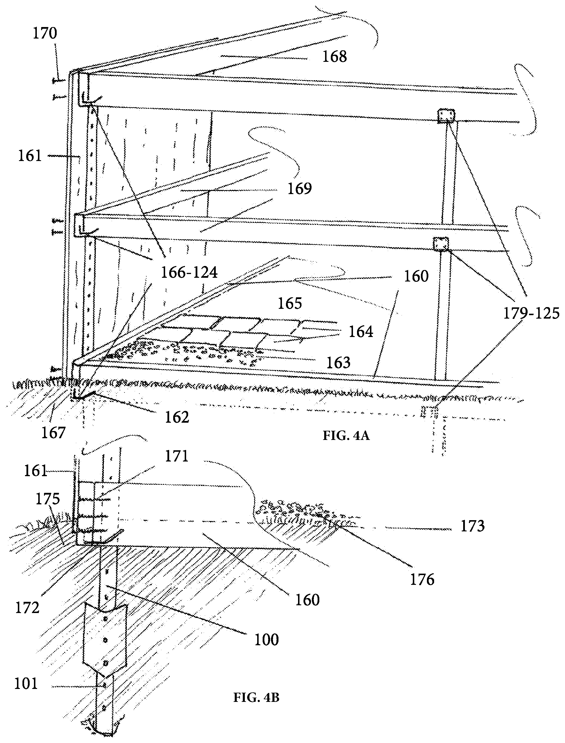 Patent US11781337 Figure 4 – Apparatus, system, and method for creation of fences and related structures using t-posts