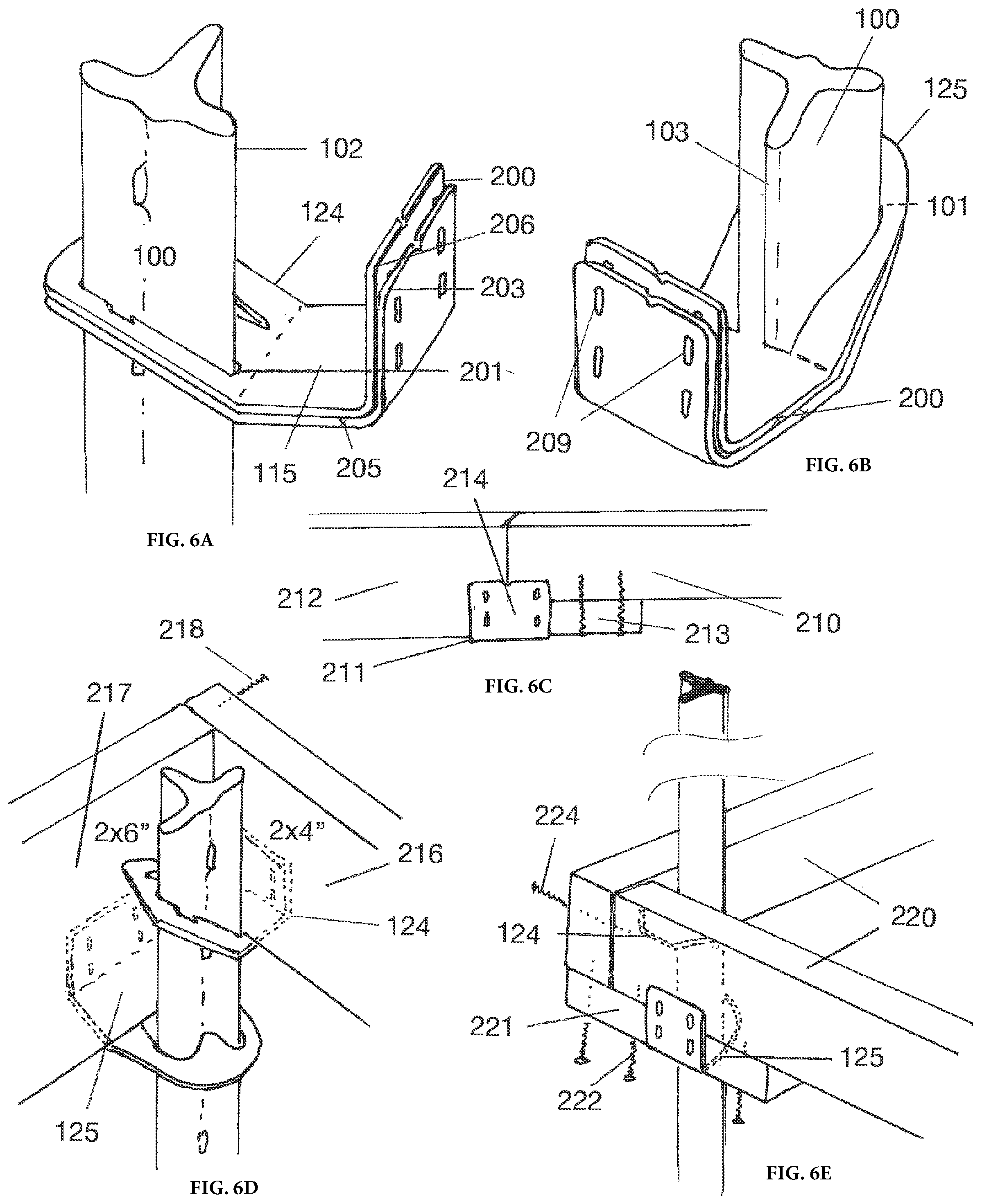 Patent US11781337 Figure 6 – Apparatus, system, and method for creation of fences and related structures using t-posts