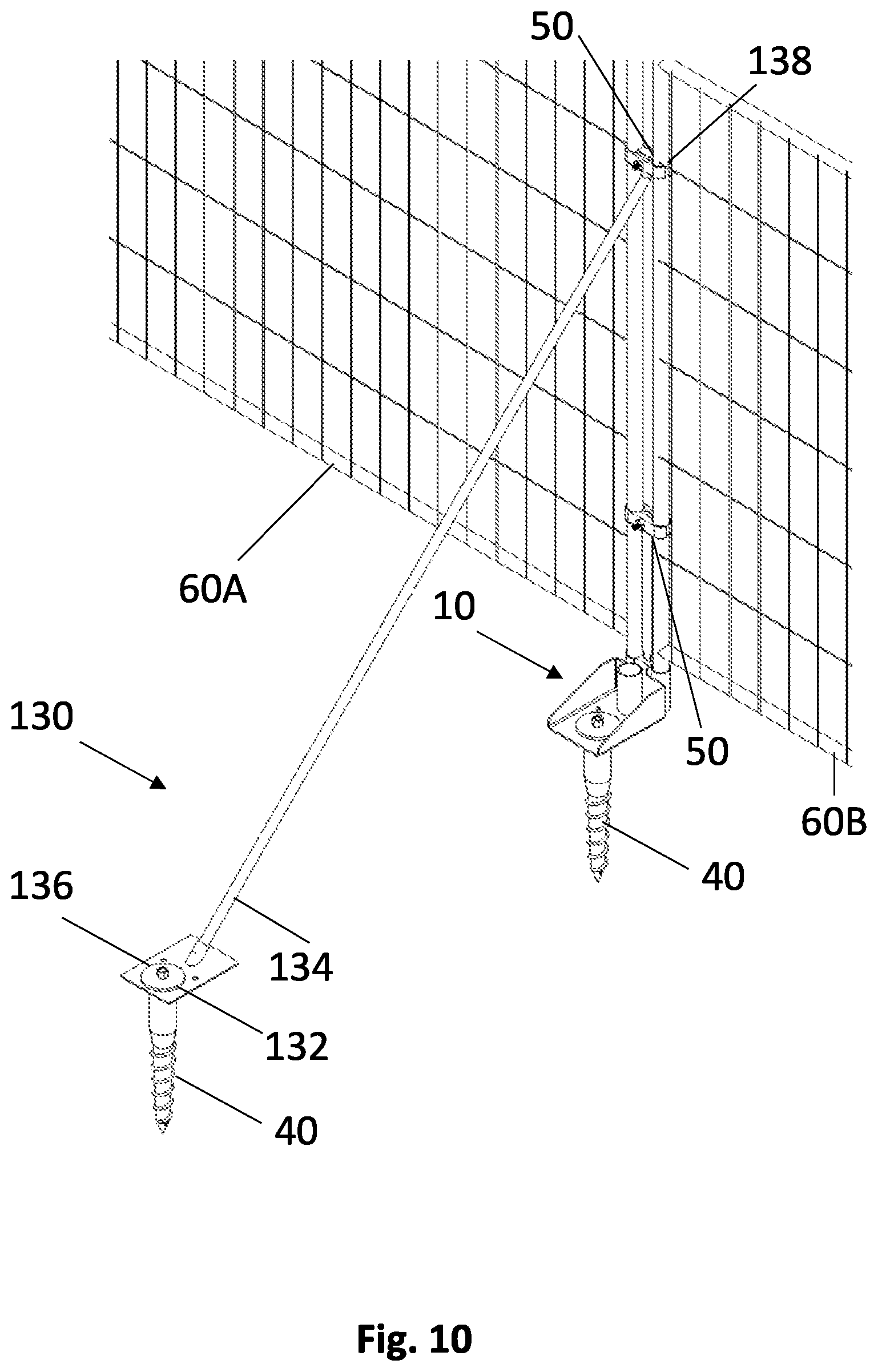 Patent US11781338 Figure 7 – Fence bracket and fence bracket system