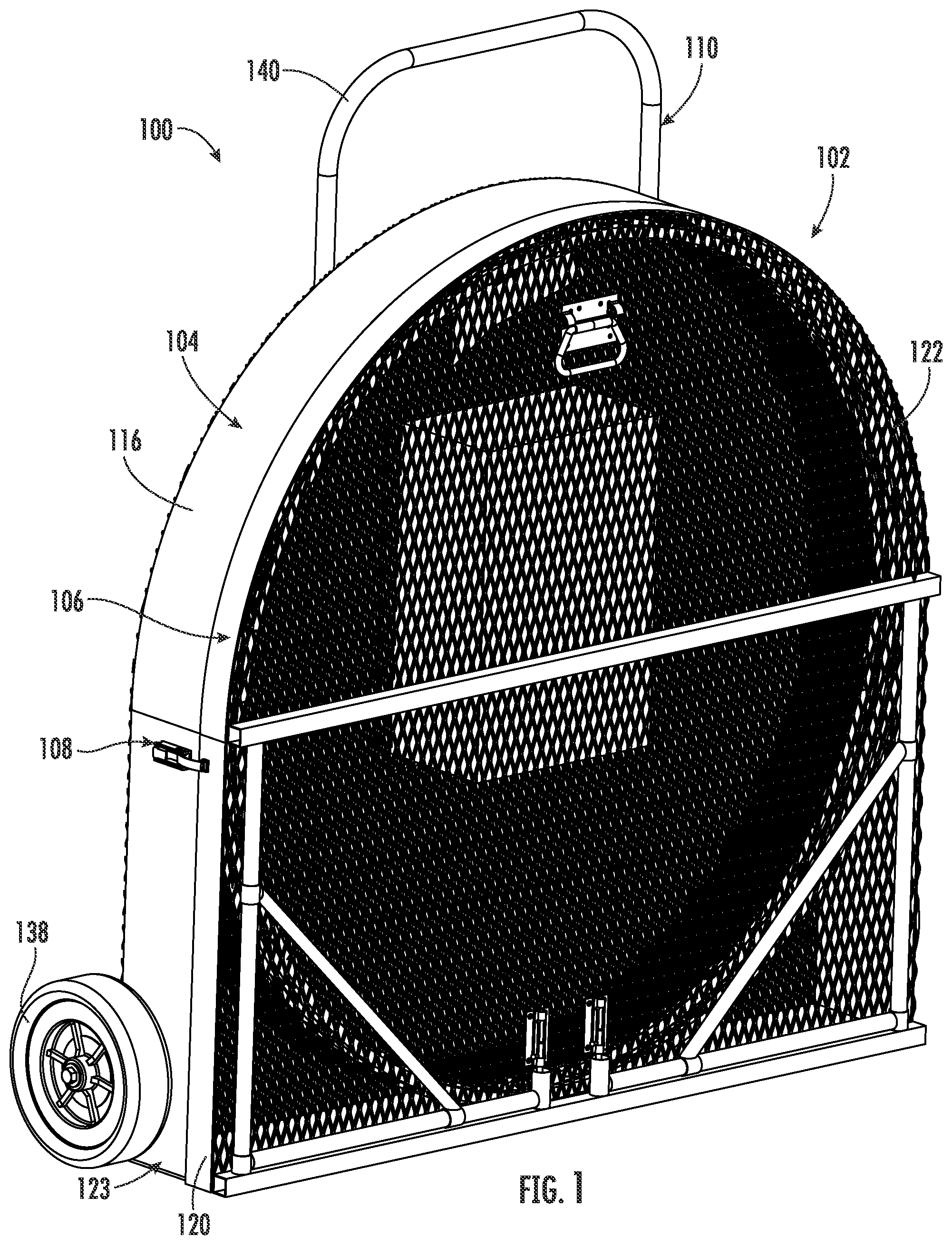 Patent US11781339 Figure 1 – Portable razor wire rapid deployment unit