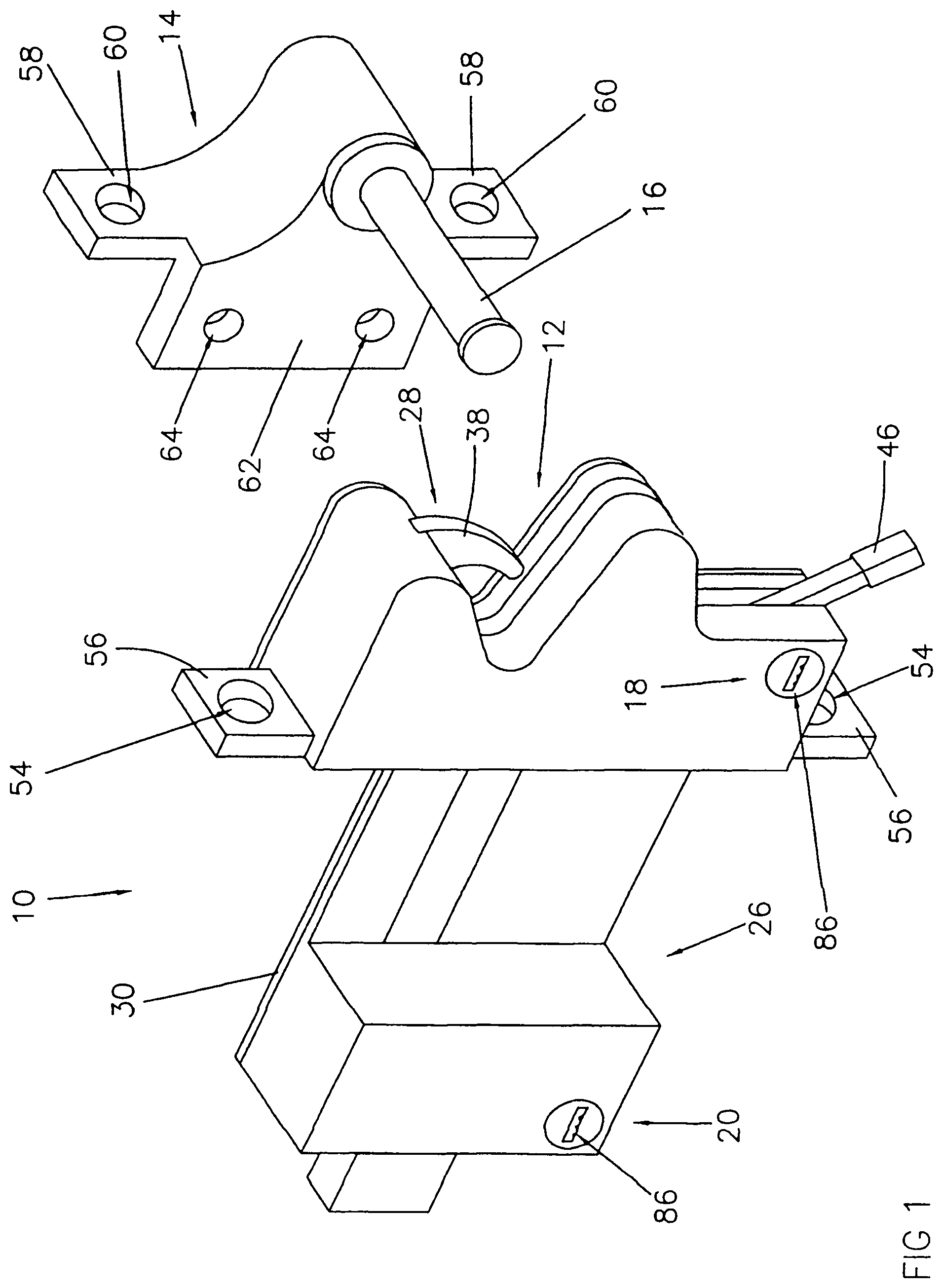 Patent US11781341 Figure 1 – Double latch dual action gravity latch