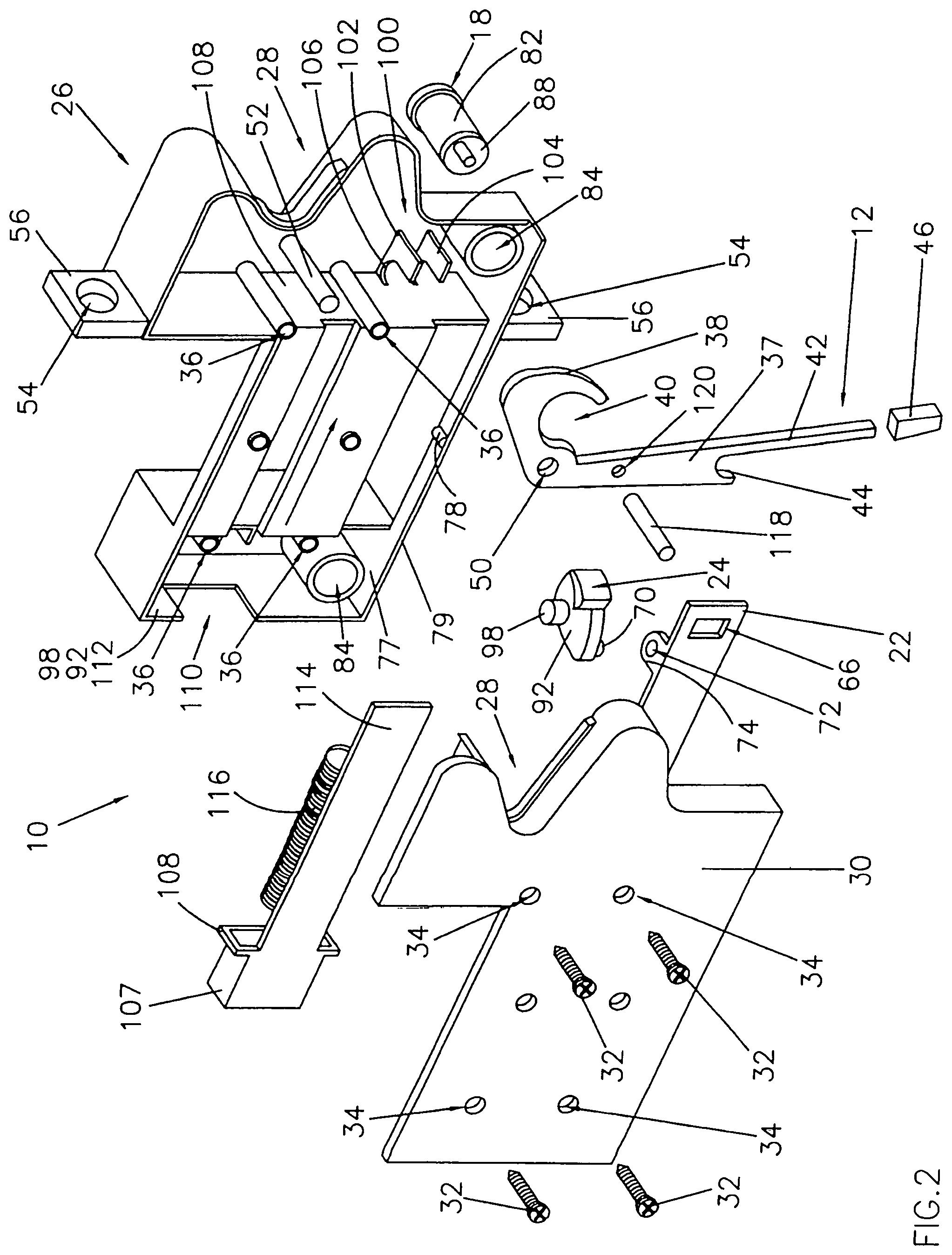 Patent US11781341 Figure 2 – Double latch dual action gravity latch