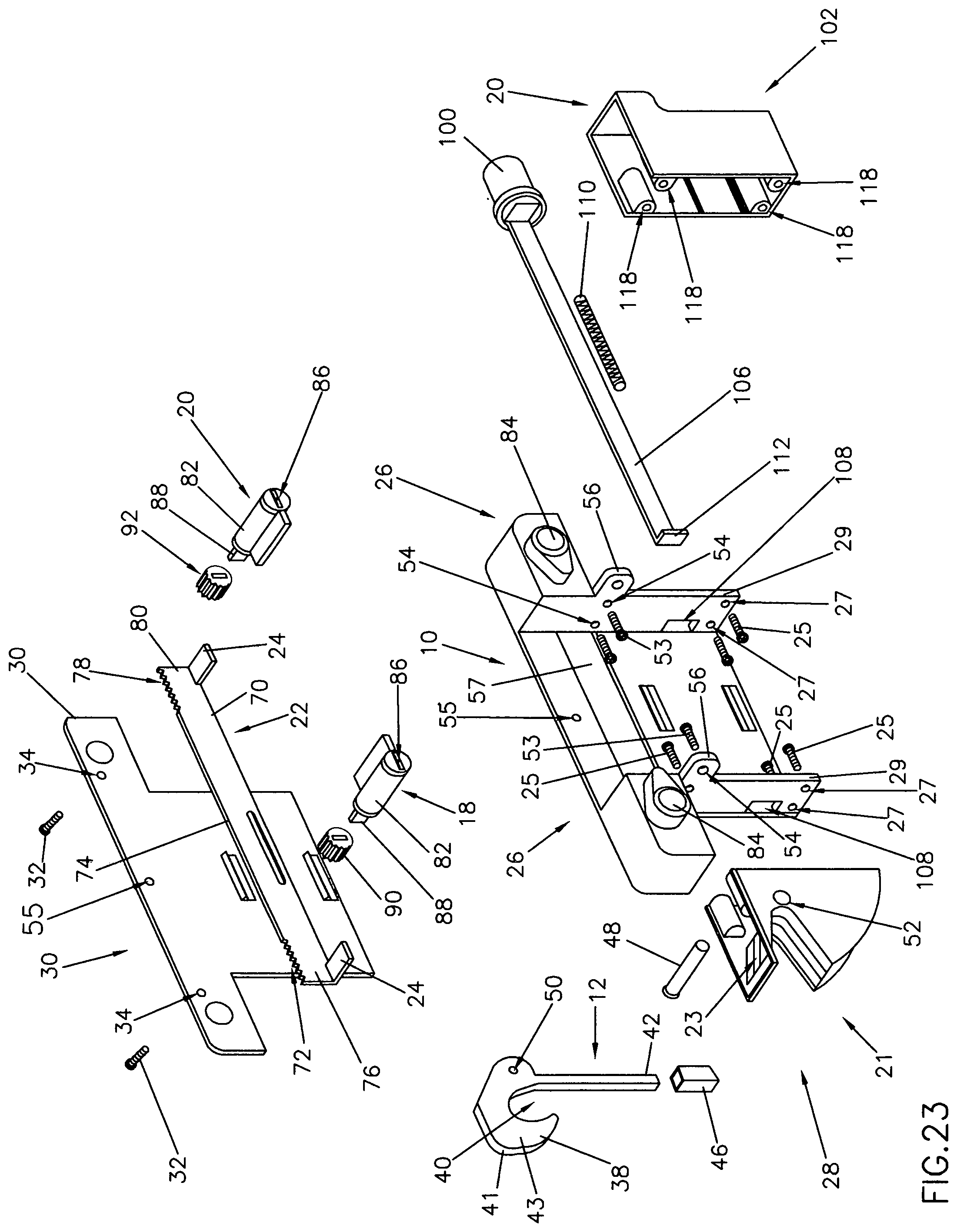 Patent US11781341 Figure 16 – Double latch dual action gravity latch
