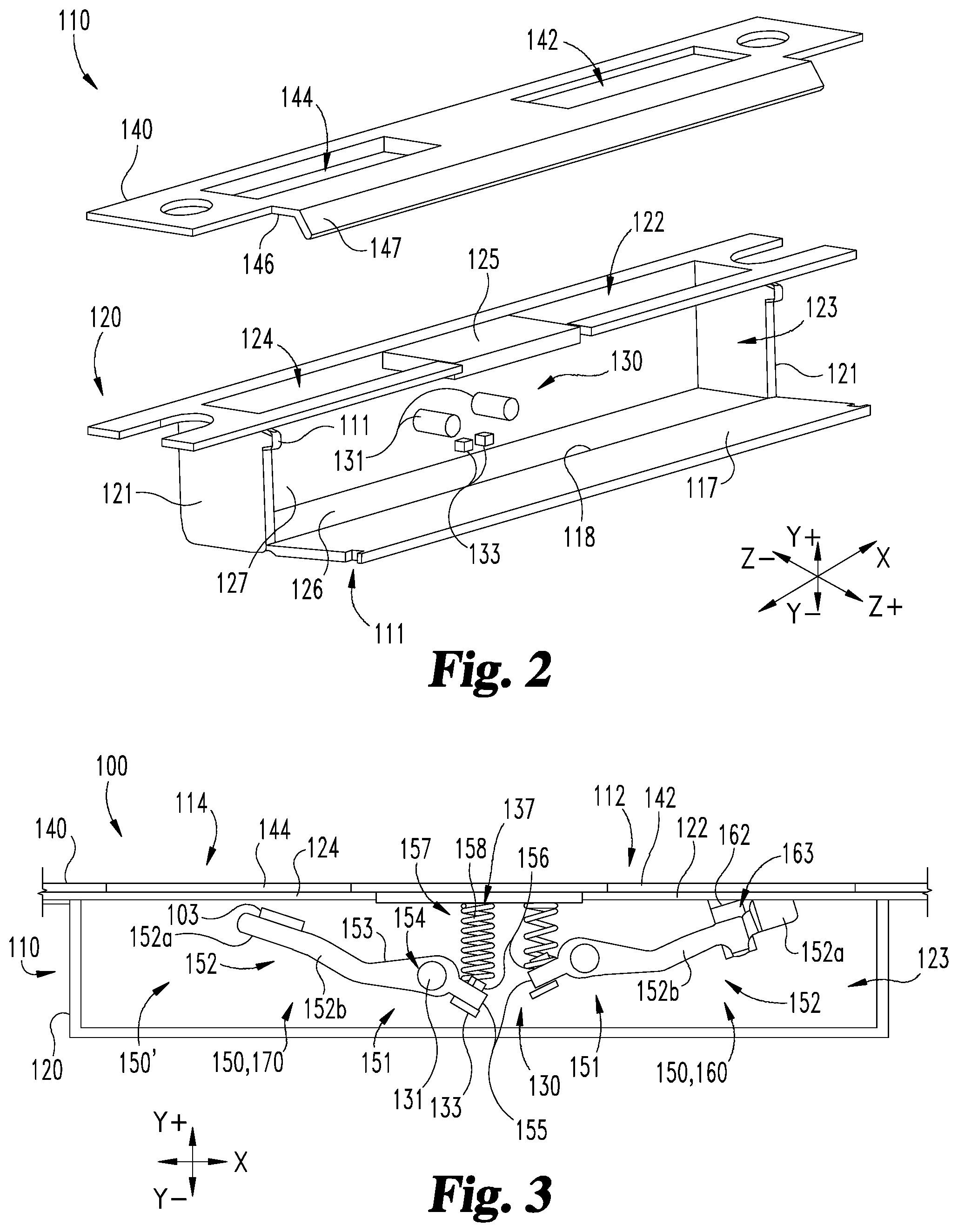 Patent US11781342 Figure 2 – Noise-reducing strike box