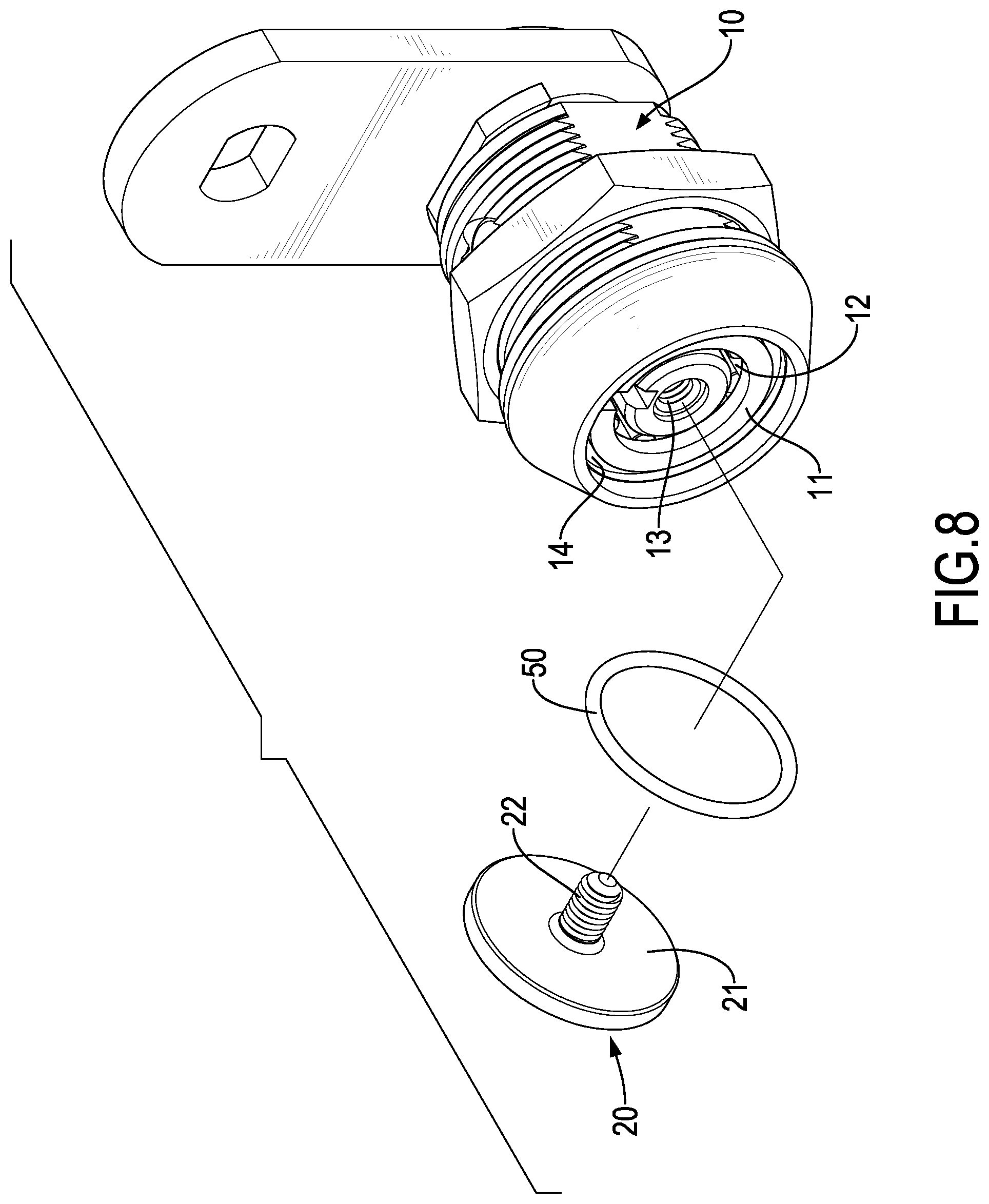 Patent US11781343 Figure 8 – Dust-proof and anti-theft tubular lock assembly
