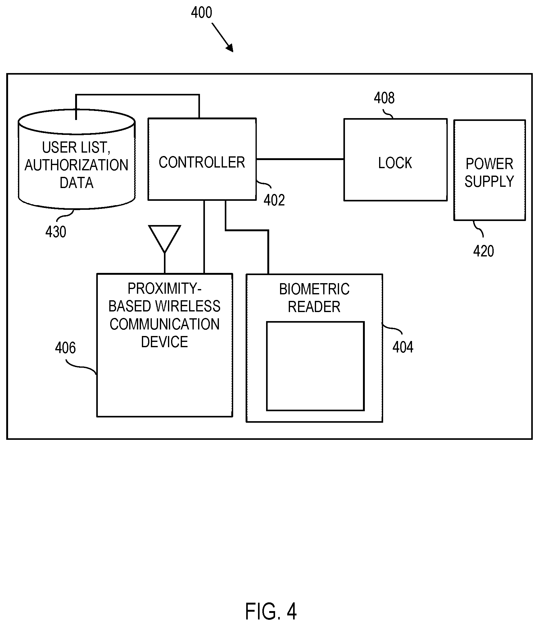 Patent US11781344 Figure 4 – Electronic lock