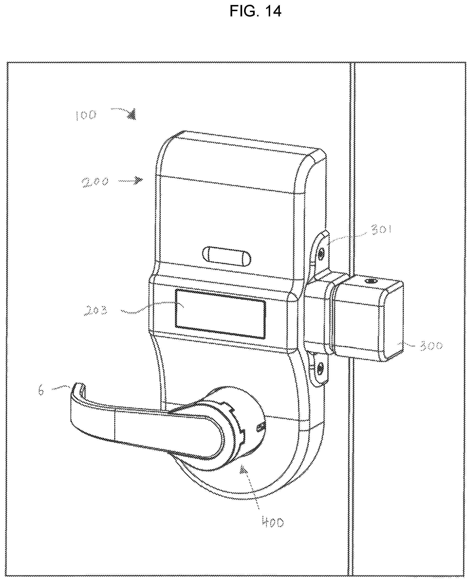Patent US11781347 Figure 12 – Lock assembly on a security door