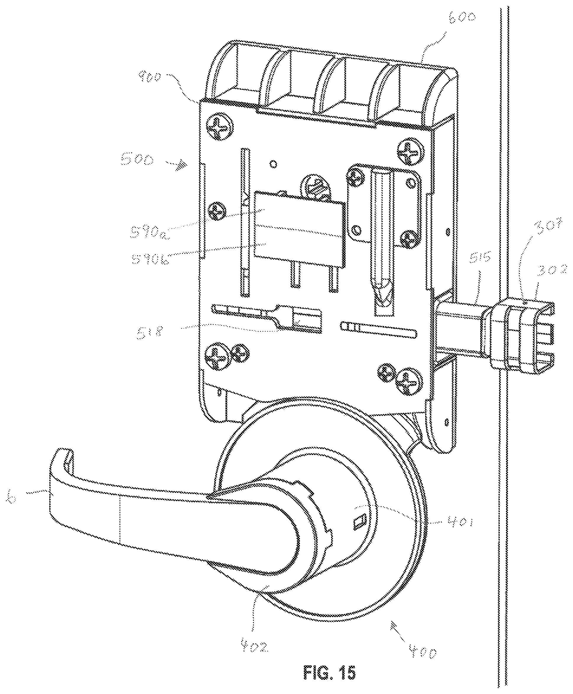 Patent US11781347 Figure 13 – Lock assembly on a security door