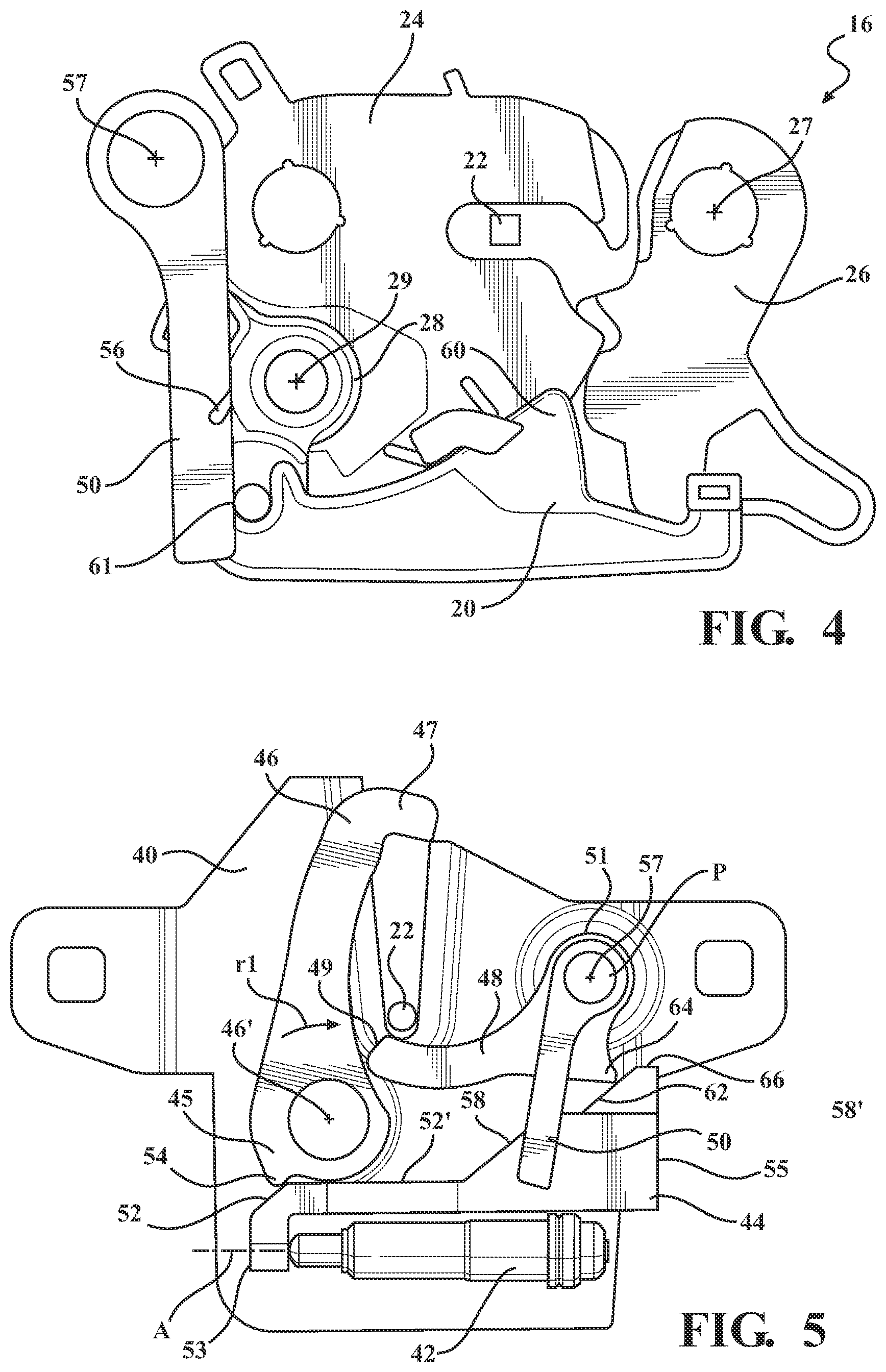 Patent US11781349 Figure 5 – Closure latch assembly for front trunk with pedestrian protection features