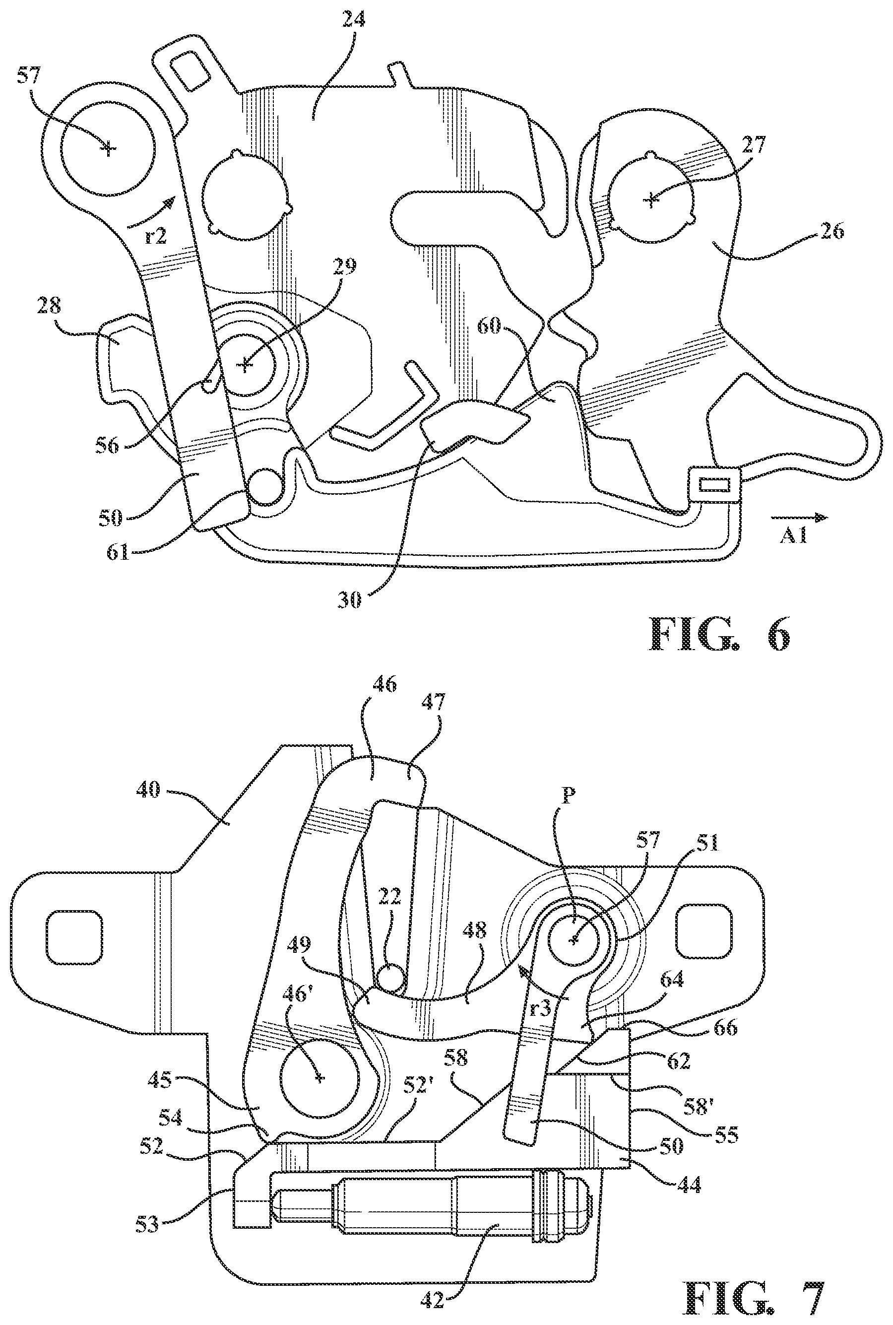 Patent US11781349 Figure 6 – Closure latch assembly for front trunk with pedestrian protection features