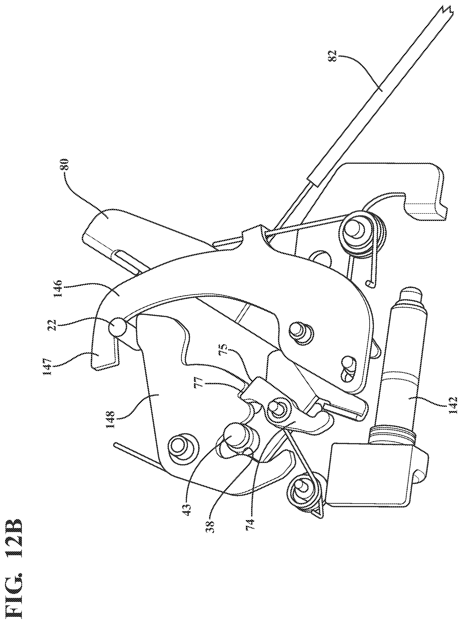 Patent US11781349 Figure 12 – Closure latch assembly for front trunk with pedestrian protection features