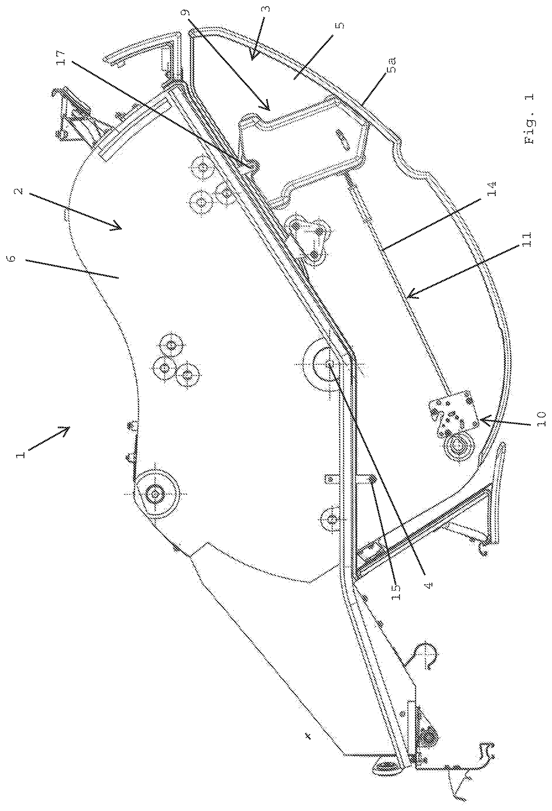 Patent US11781352 Figure 1 – Overhead luggage compartment