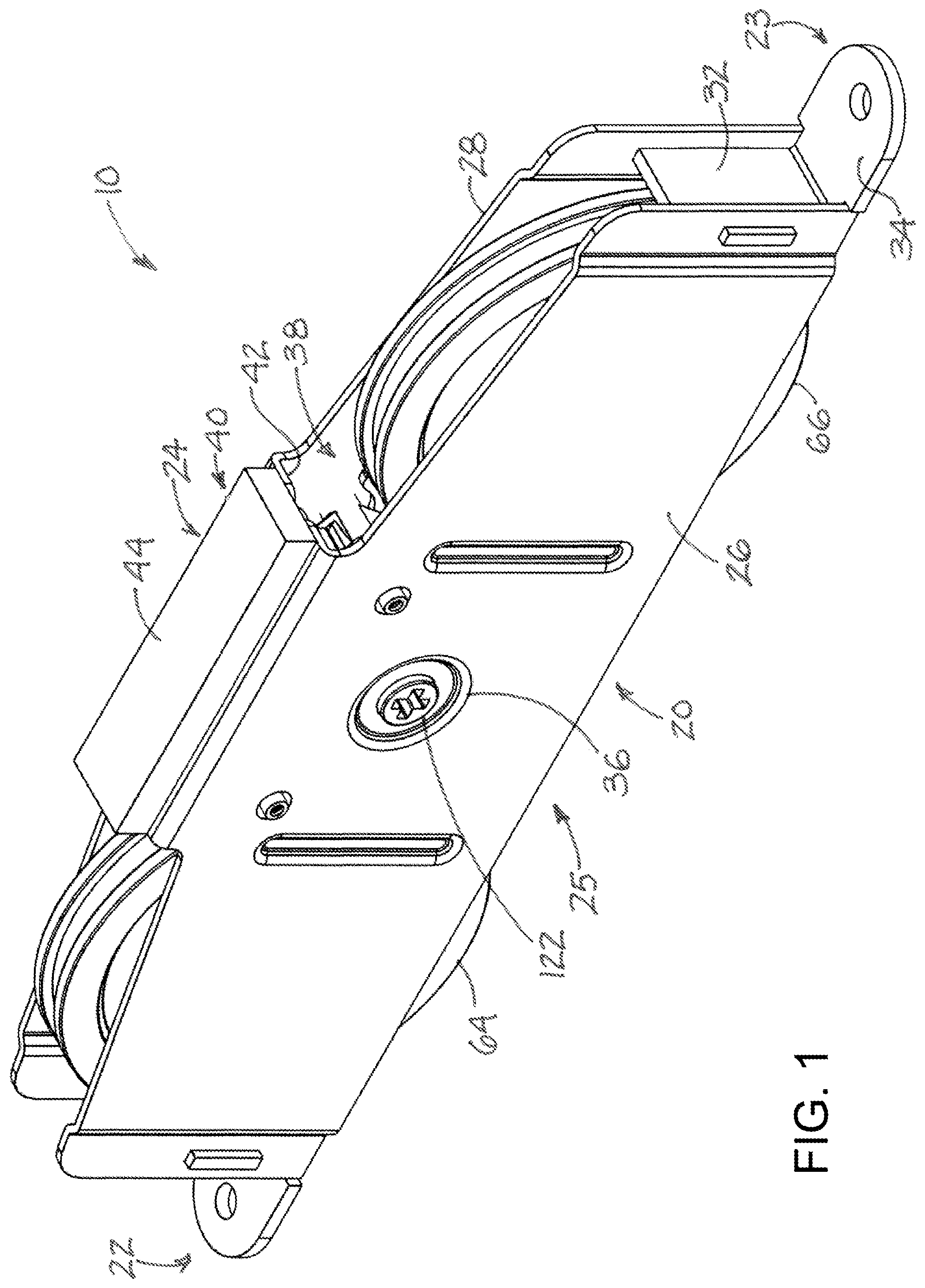 Patent US11781355 Figure 1 – Roller assembly with side-accessed adjustment mechanism