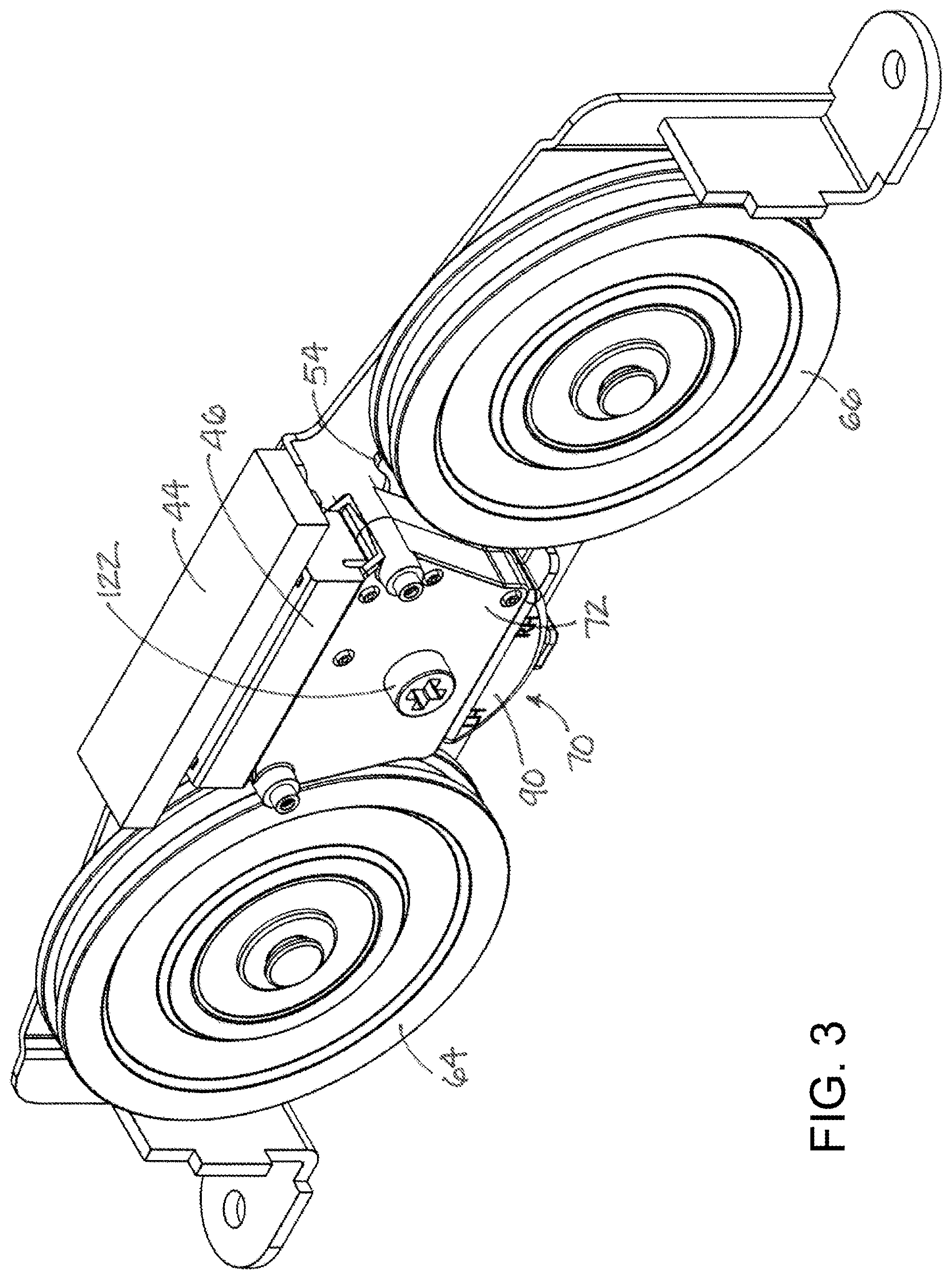 Patent US11781355 Figure 3 – Roller assembly with side-accessed adjustment mechanism