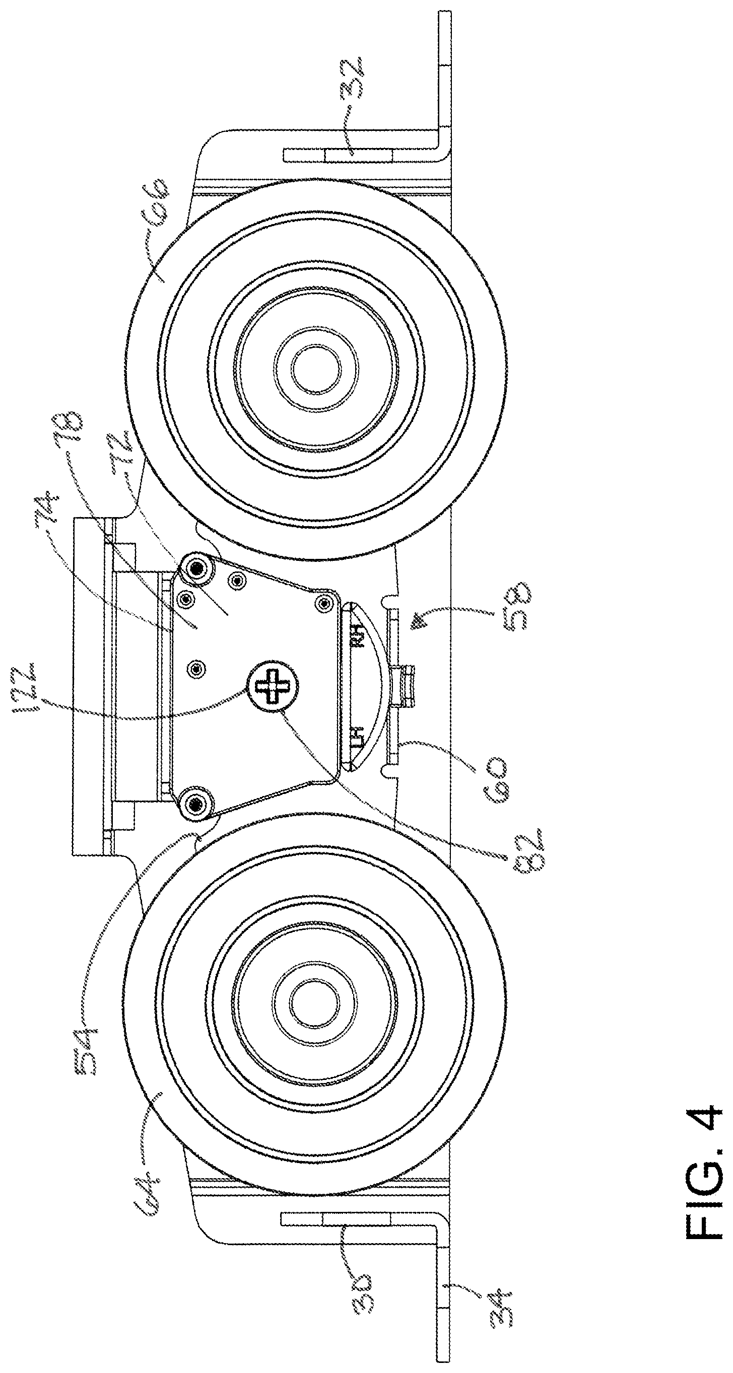 Patent US11781355 Figure 4 – Roller assembly with side-accessed adjustment mechanism