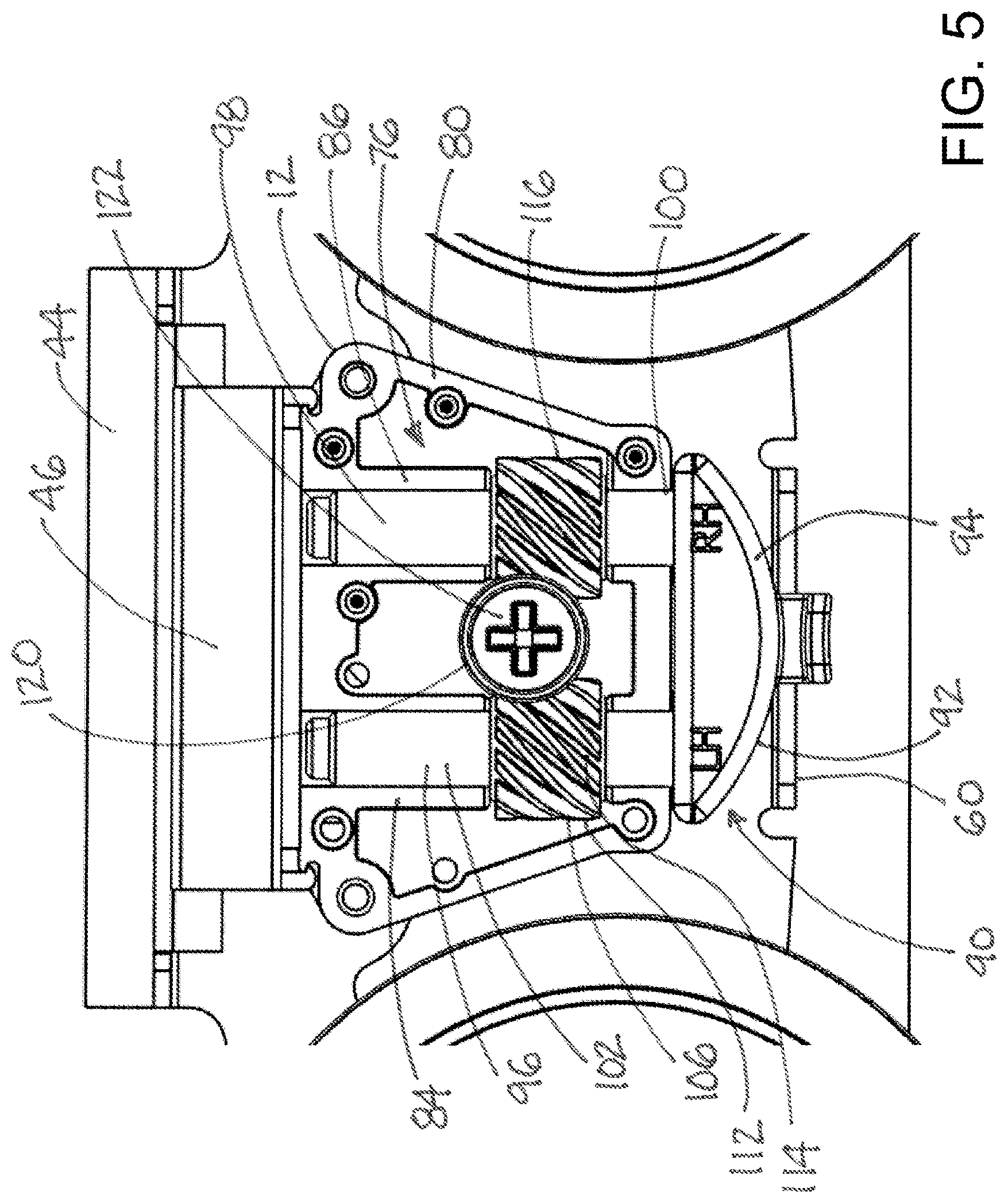 Patent US11781355 Figure 5 – Roller assembly with side-accessed adjustment mechanism