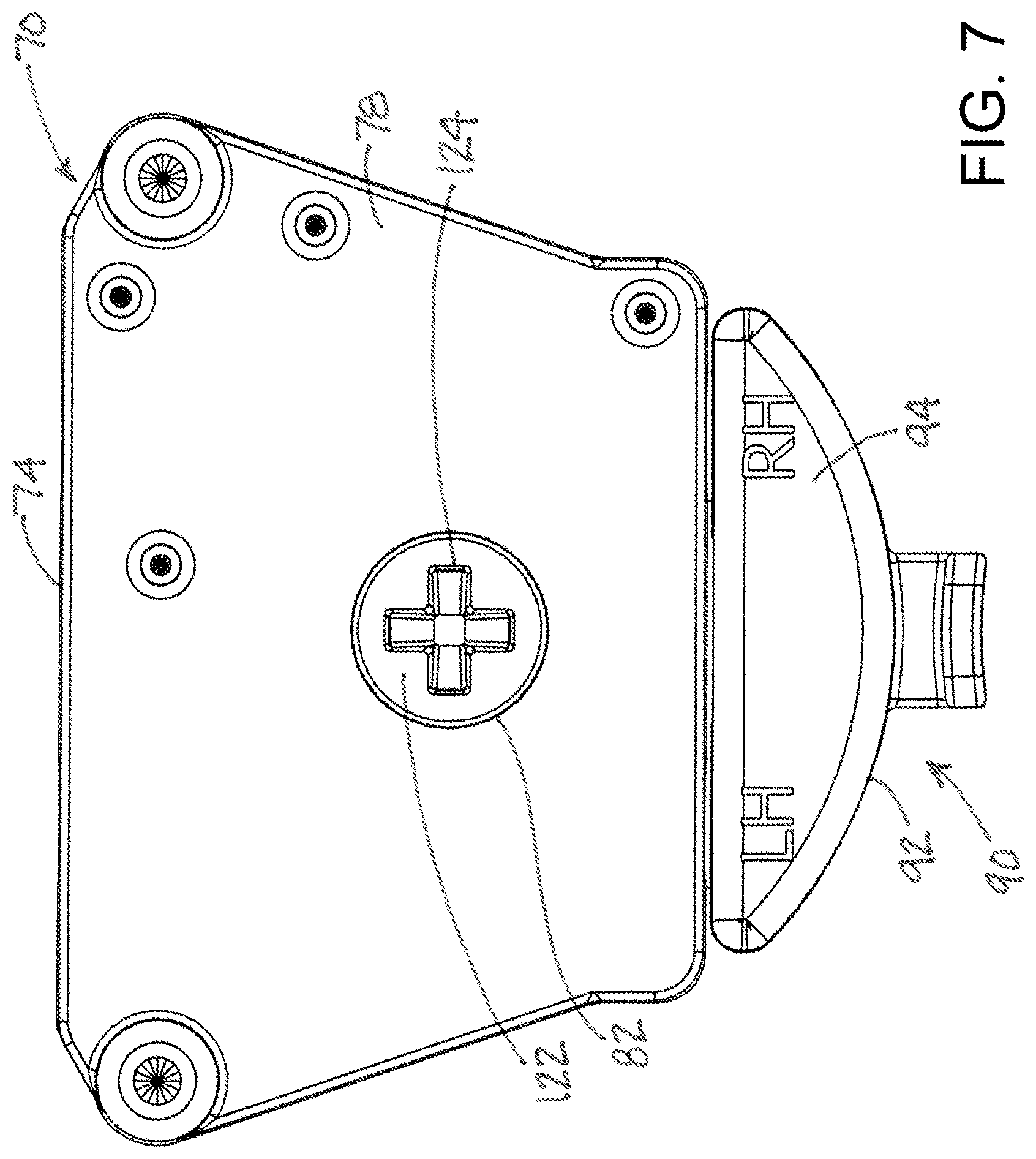 Patent US11781355 Figure 7 – Roller assembly with side-accessed adjustment mechanism