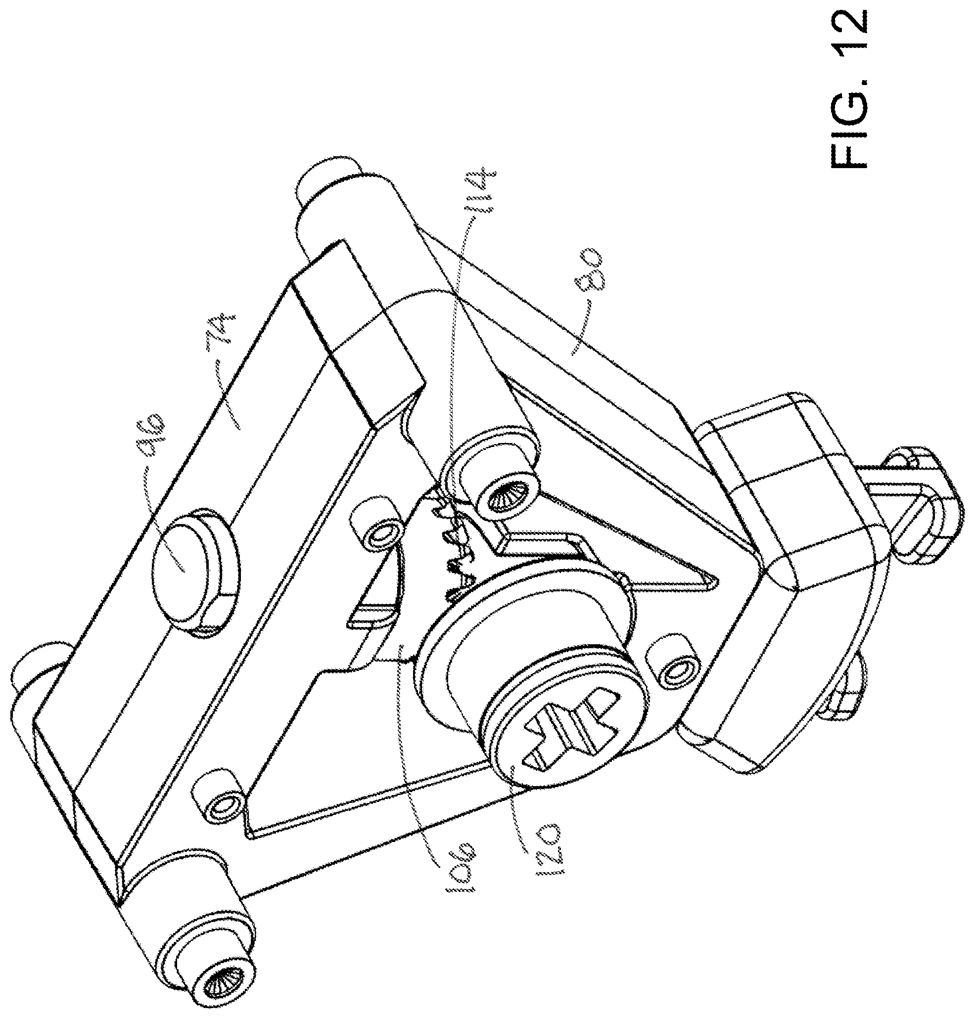 Patent US11781355 Figure 12 – Roller assembly with side-accessed adjustment mechanism
