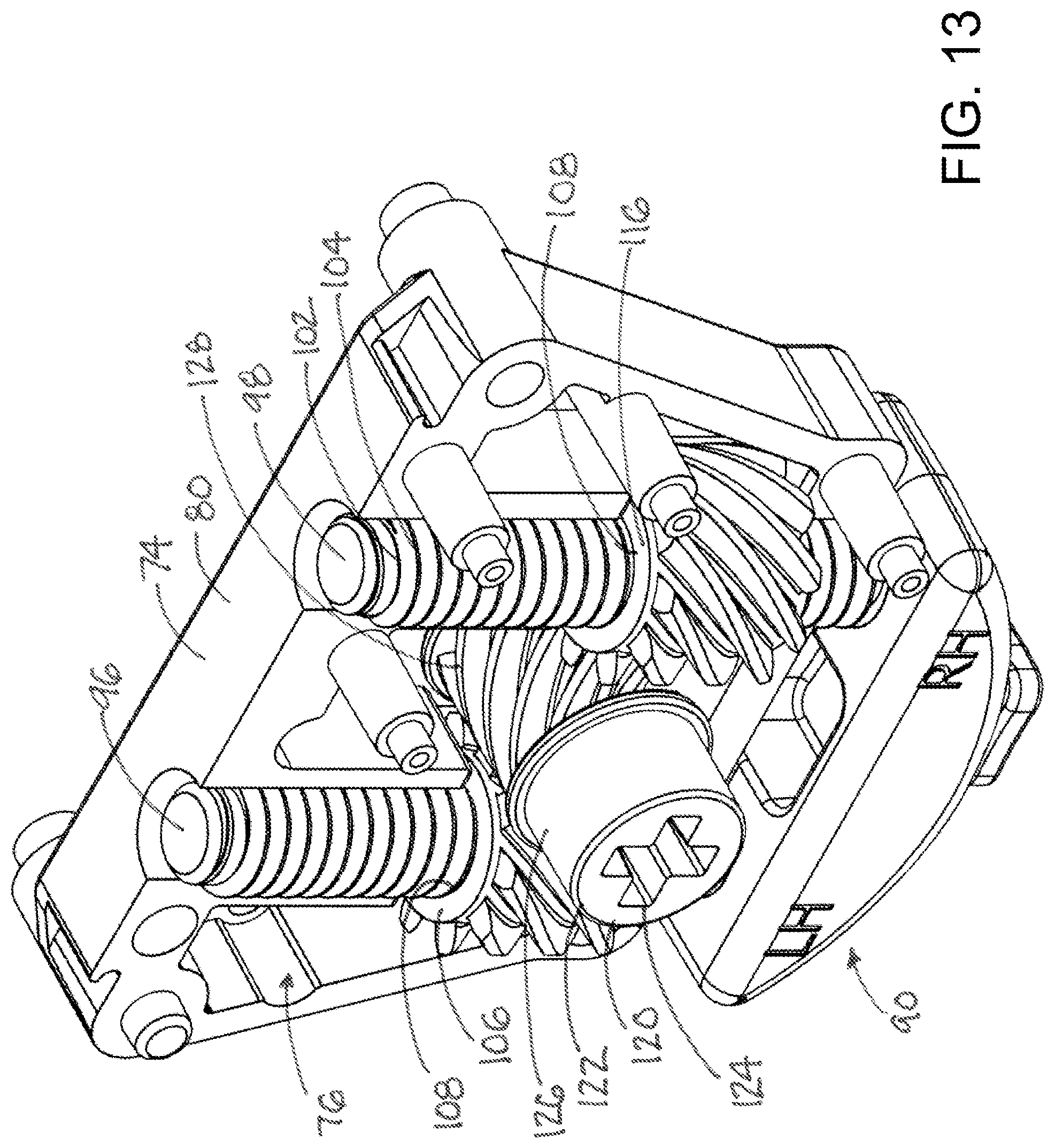 Patent US11781355 Figure 13 – Roller assembly with side-accessed adjustment mechanism