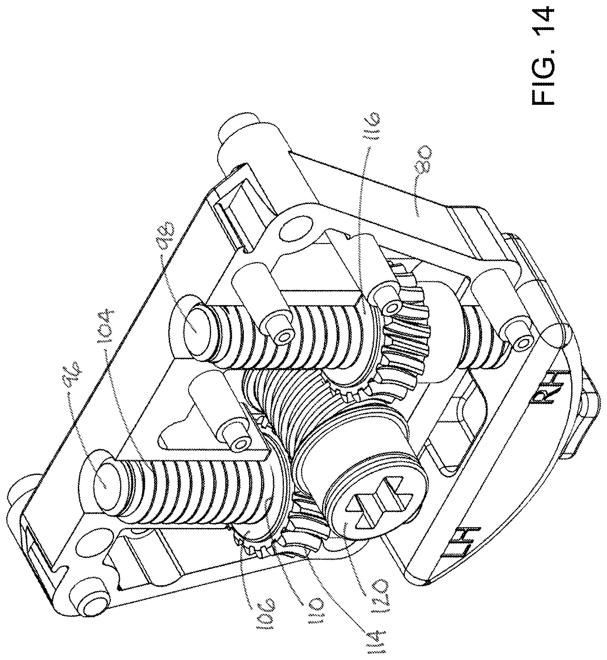 Patent US11781355 Figure 14 – Roller assembly with side-accessed adjustment mechanism