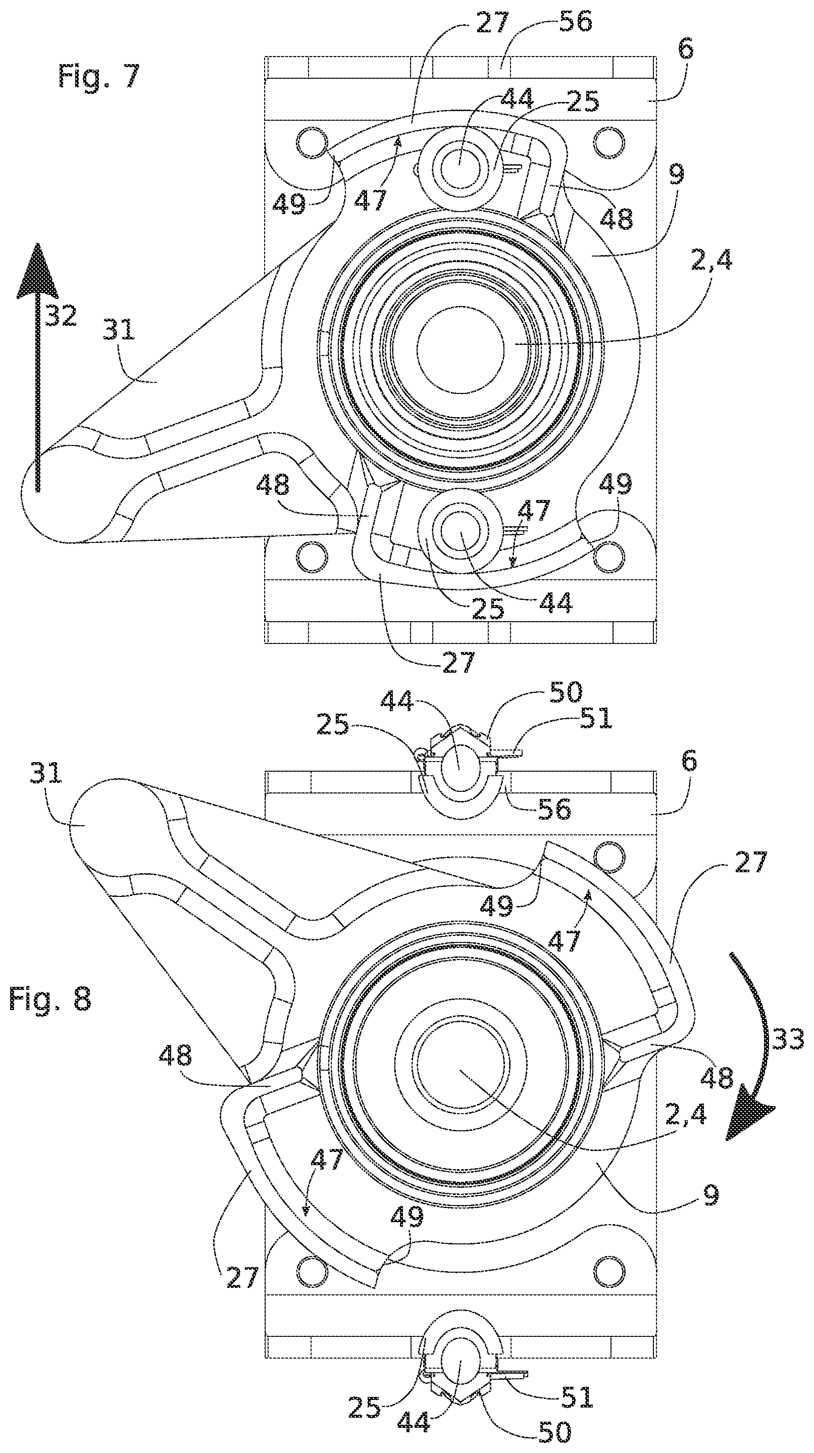 Patent US11781356 Figure 4 – Device for opening an aircraft door in emergencies, said device having a lever-type retention member