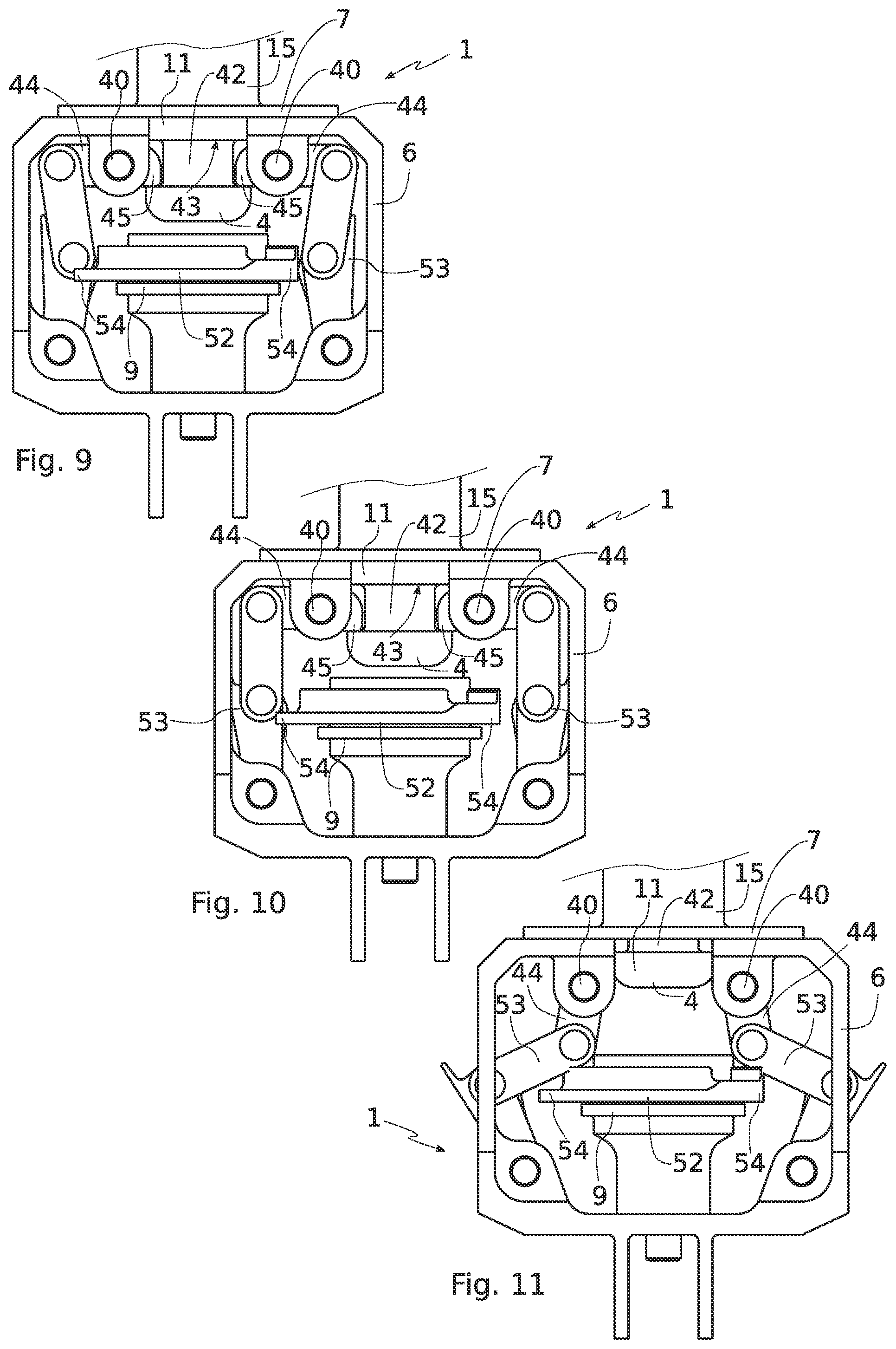 Patent US11781356 Figure 5 – Device for opening an aircraft door in emergencies, said device having a lever-type retention member