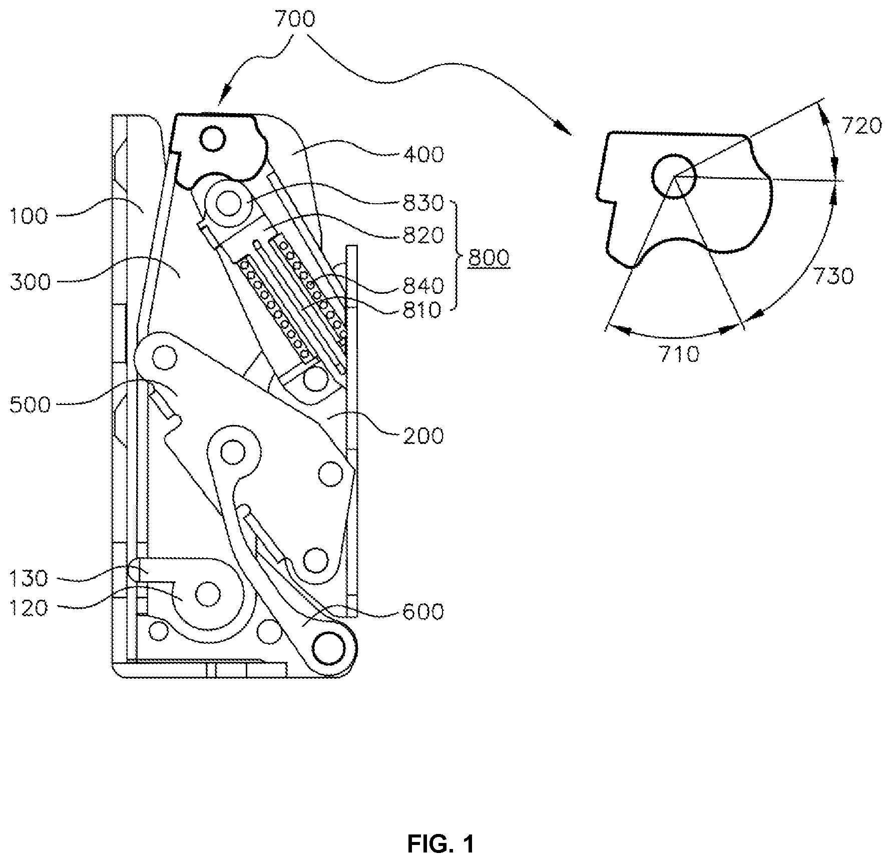 Patent US11781362 Figure 1 – Multi-link door hinge