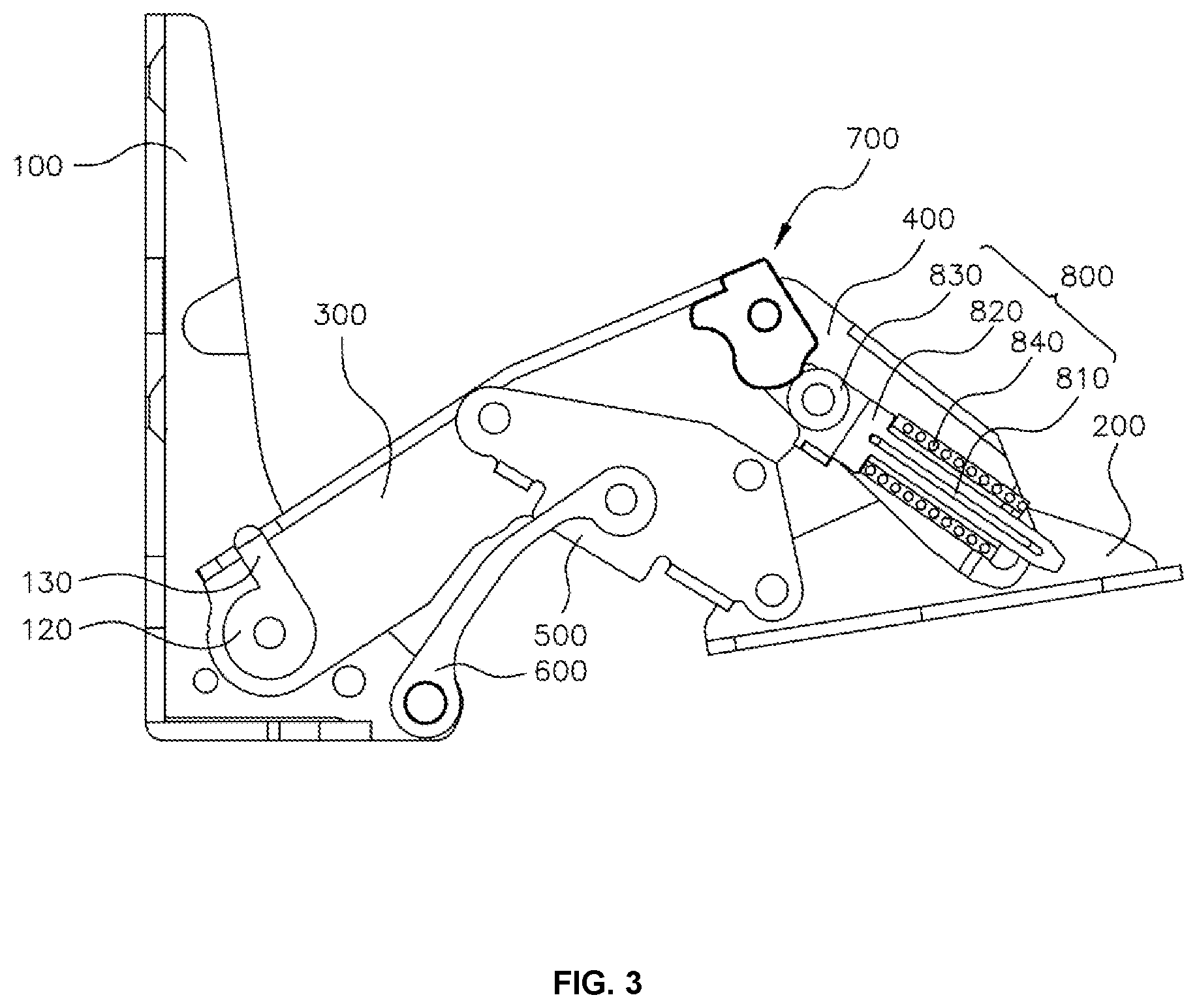 Patent US11781362 Figure 3 – Multi-link door hinge