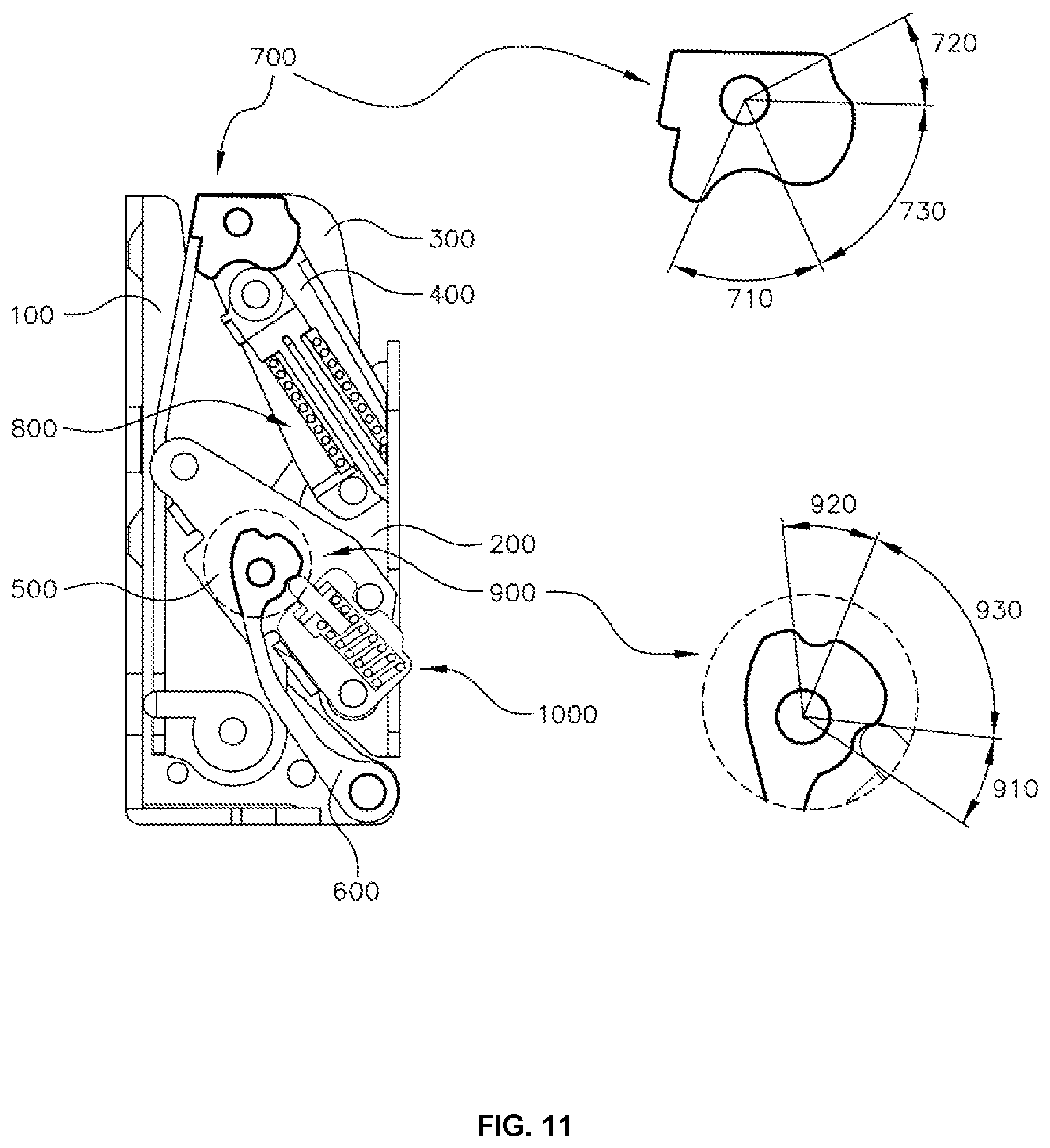 Patent US11781362 Figure 11 – Multi-link door hinge