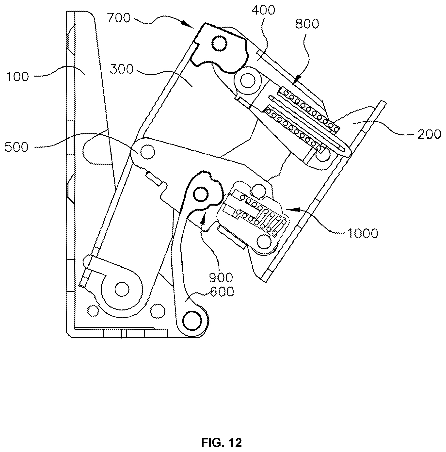 Patent US11781362 Figure 12 – Multi-link door hinge