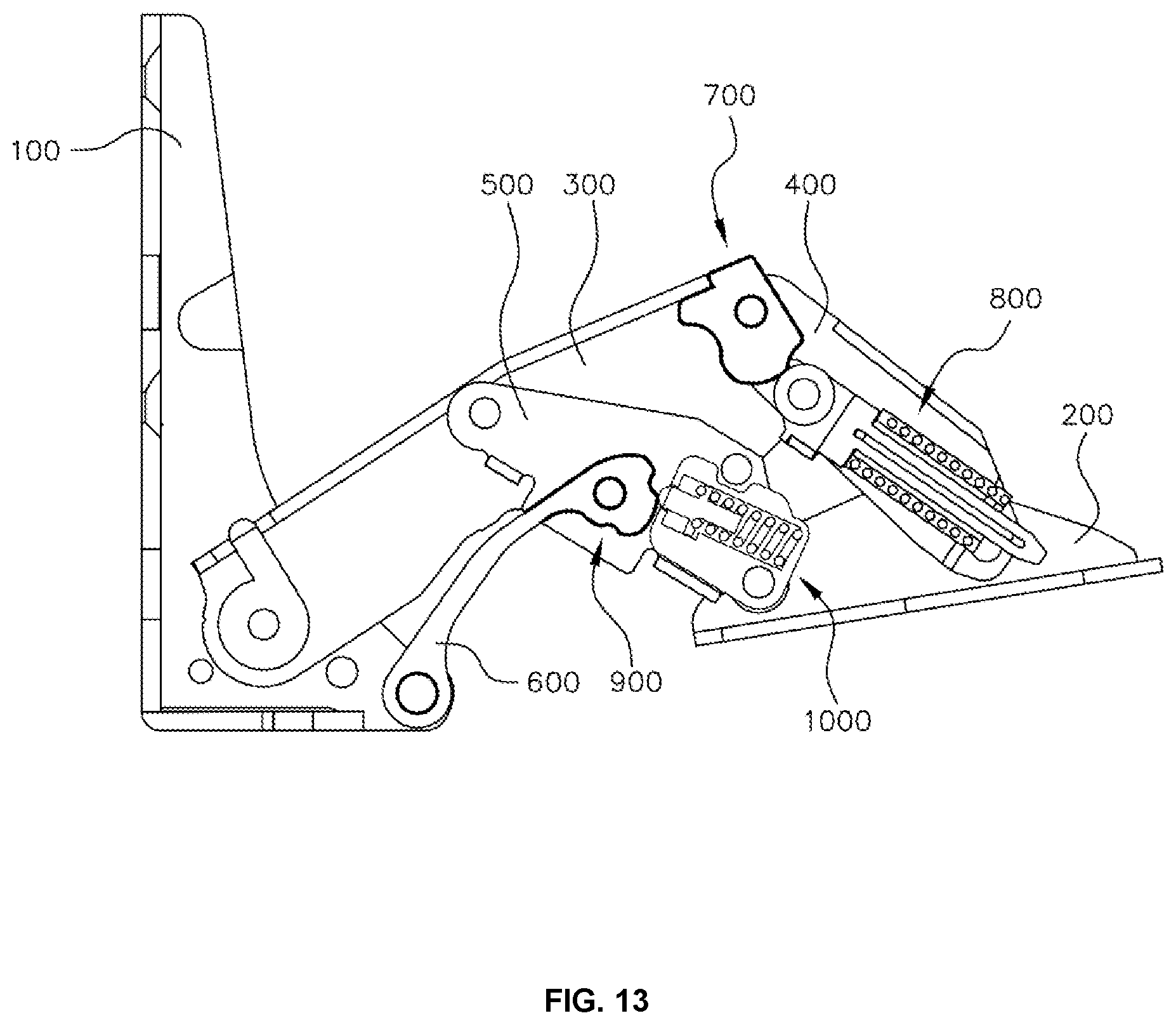 Patent US11781362 Figure 13 – Multi-link door hinge