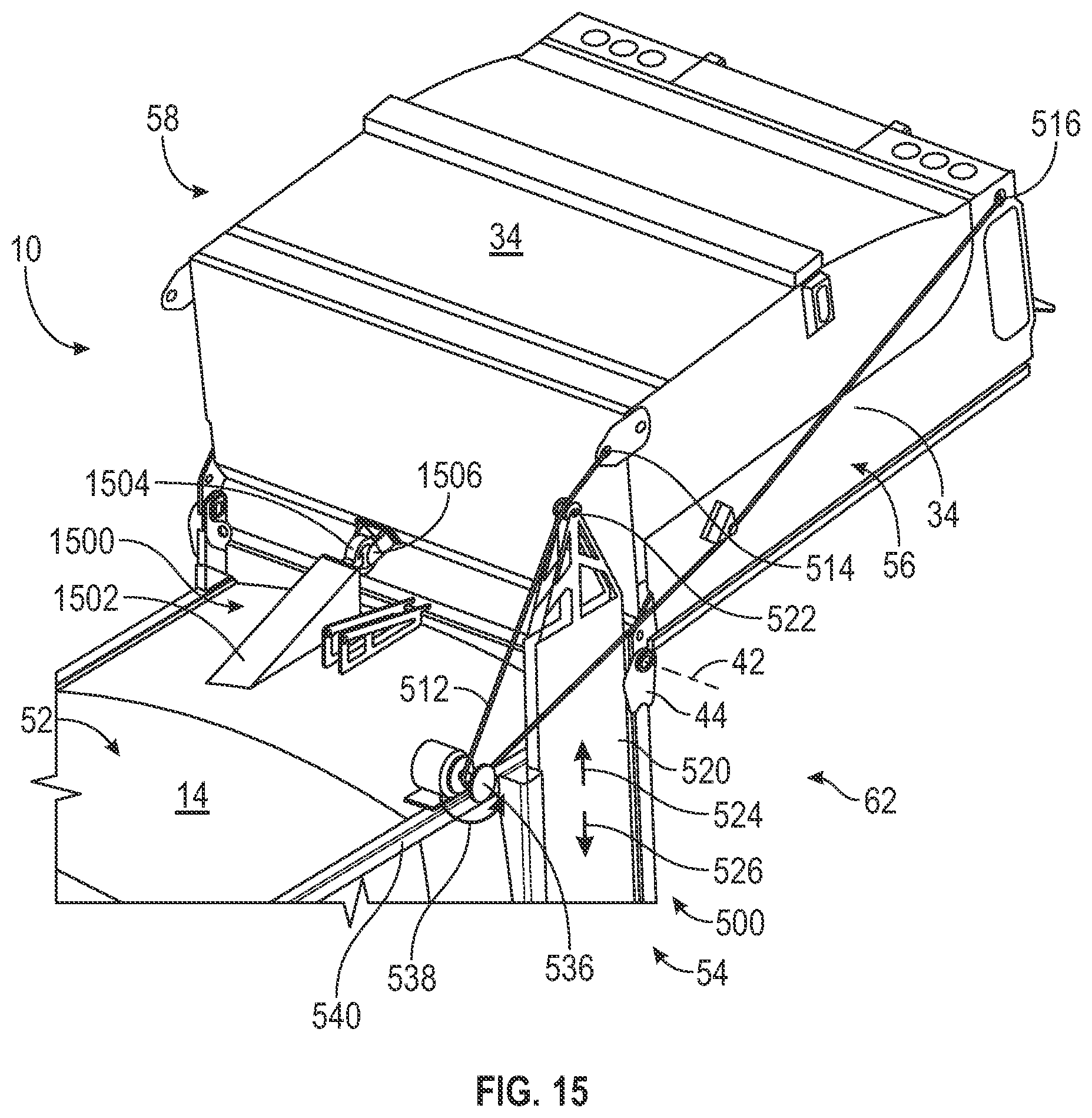 Patent US11781365 Figure 16 – Electric tailgate for electric refuse vehicle