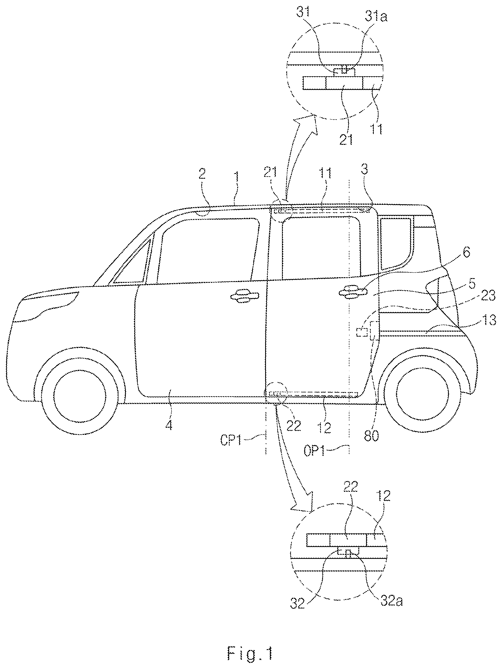 Patent US11781367 Figure 1 – Vehicle door opening and closing apparatus