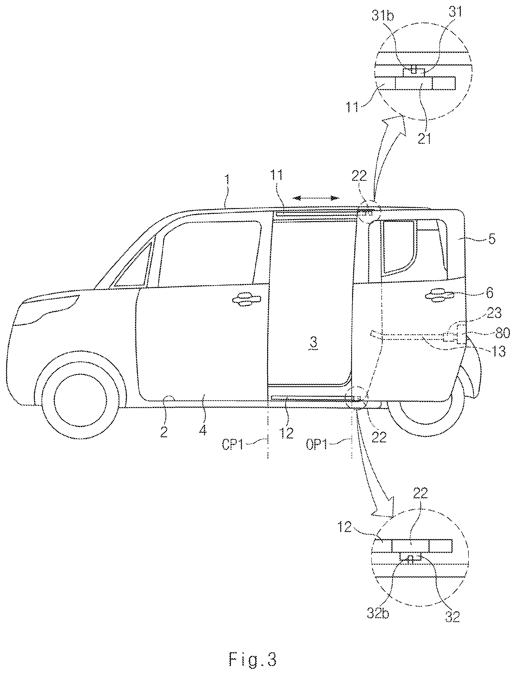 Patent US11781367 Figure 3 – Vehicle door opening and closing apparatus