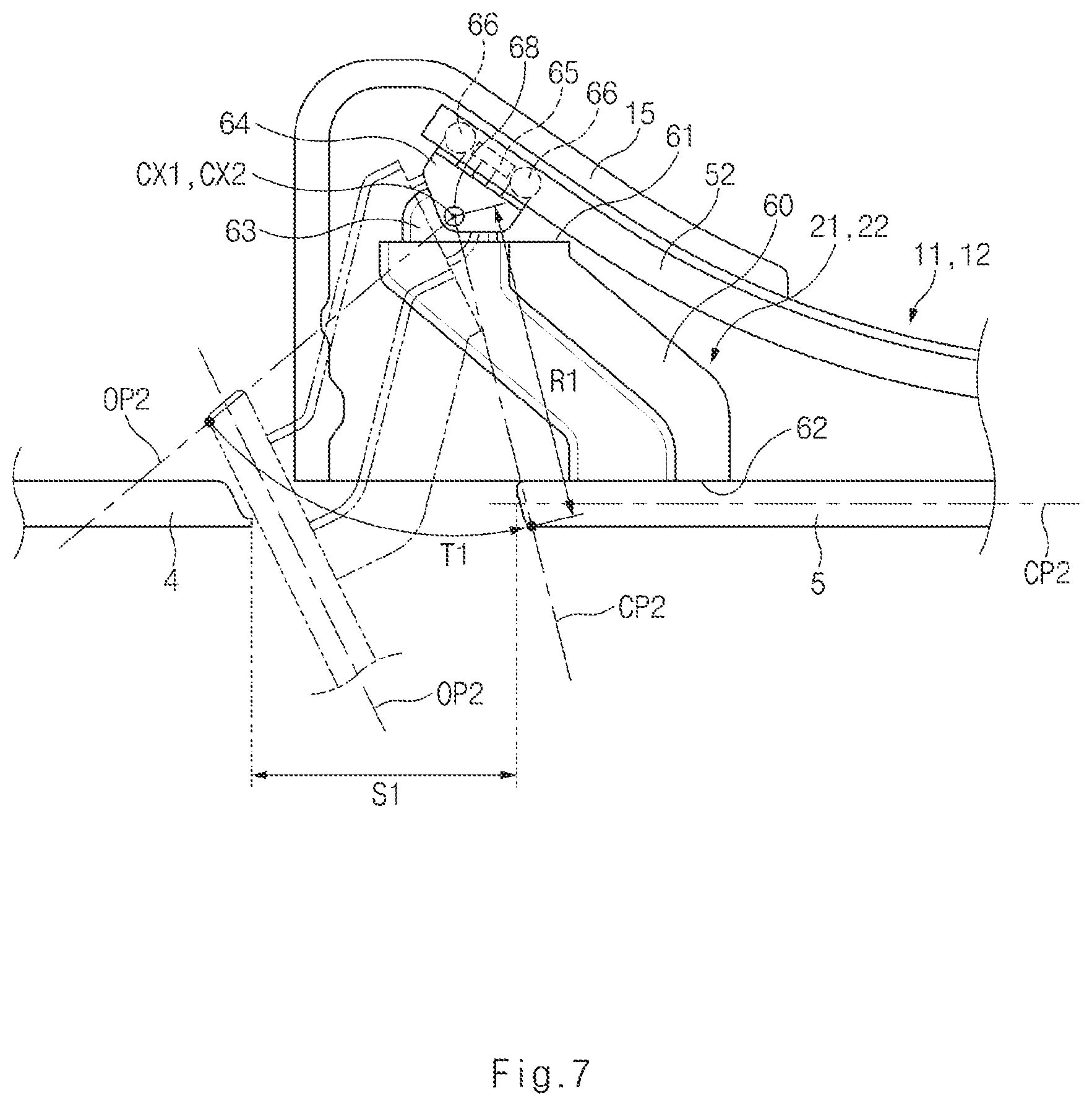 Patent US11781367 Figure 7 – Vehicle door opening and closing apparatus