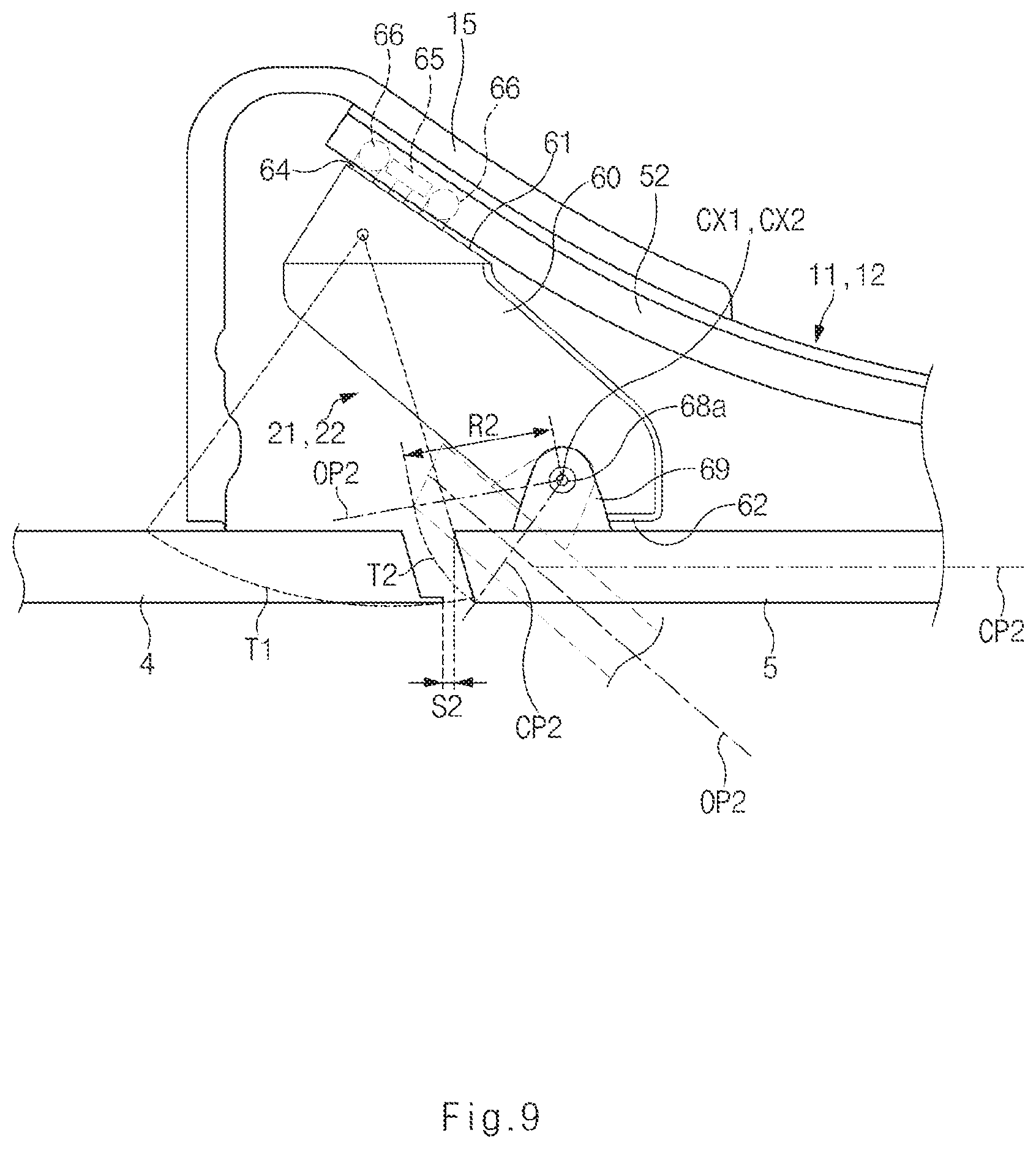 Patent US11781367 Figure 9 – Vehicle door opening and closing apparatus