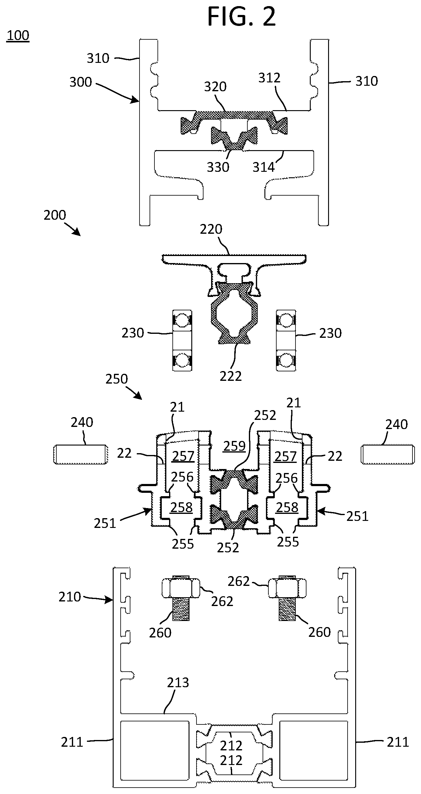 Patent US11781370 Figure 2 – Adjustable flush threshold for sliding doors and windows