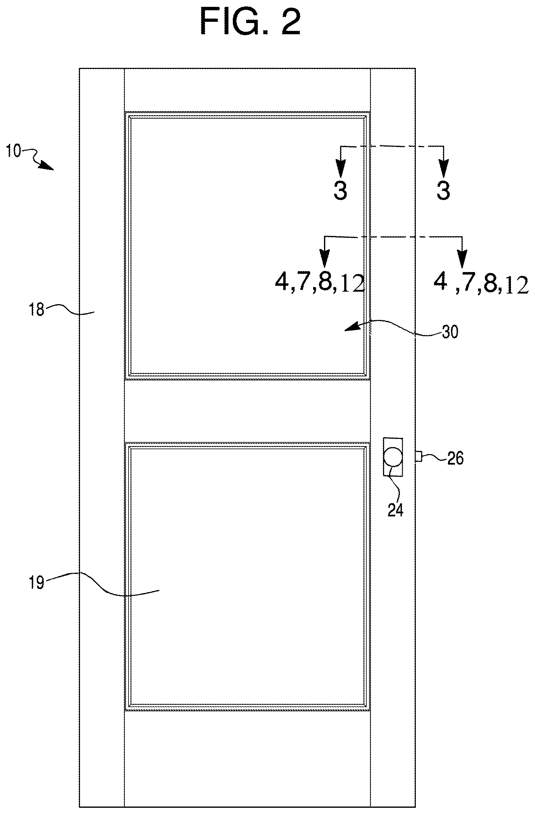 Patent US11781372 Figure 2 – Door assemblies with insulated glazing unit venting